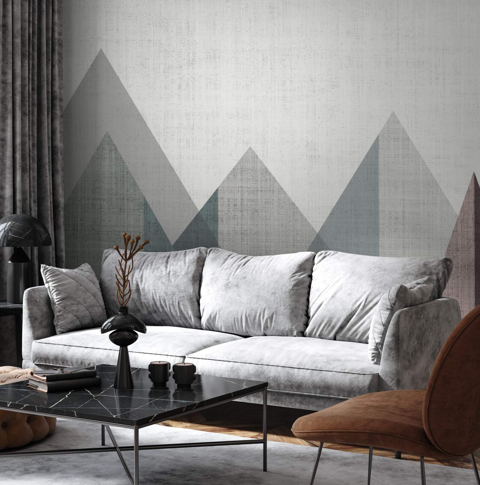 Fotobehang toppen en bergtoppen worden ondergedompeld in de kou