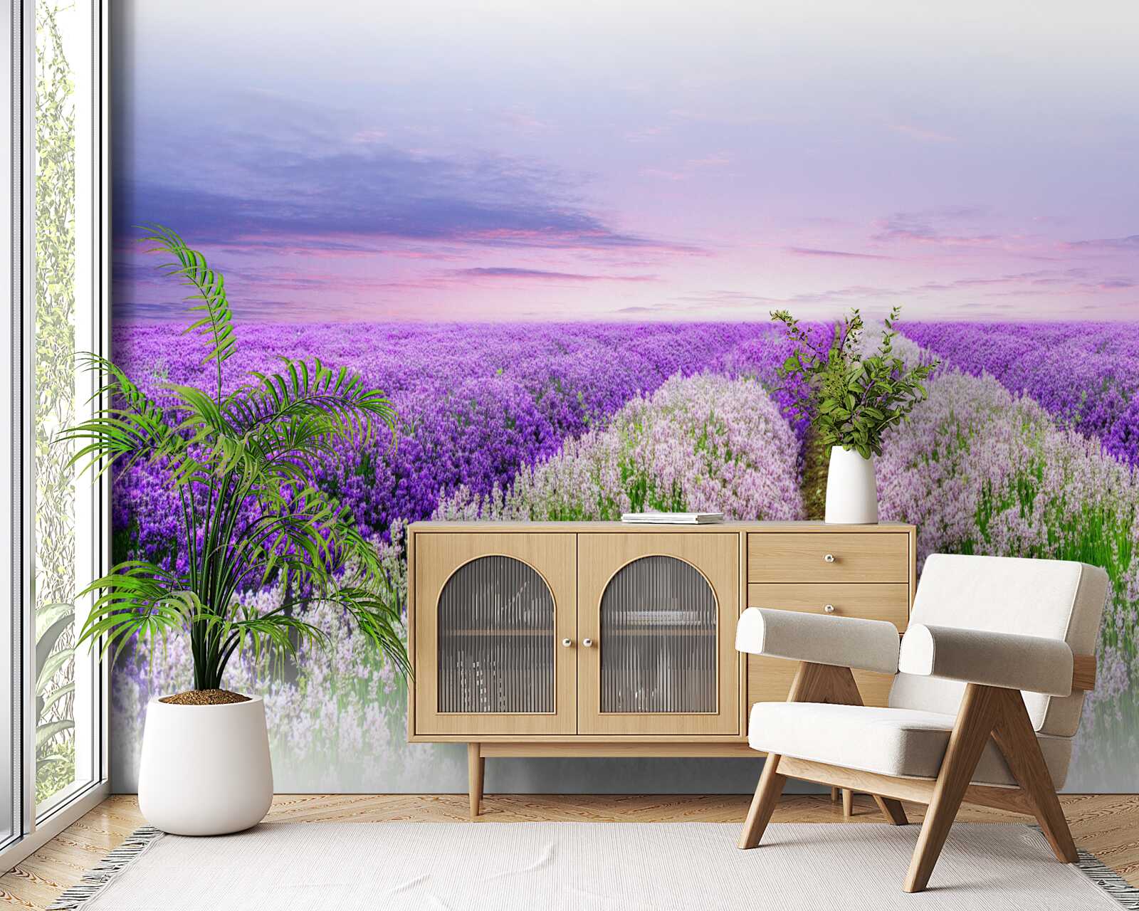 Fotobehang veld met geurige lavendel in de weiden