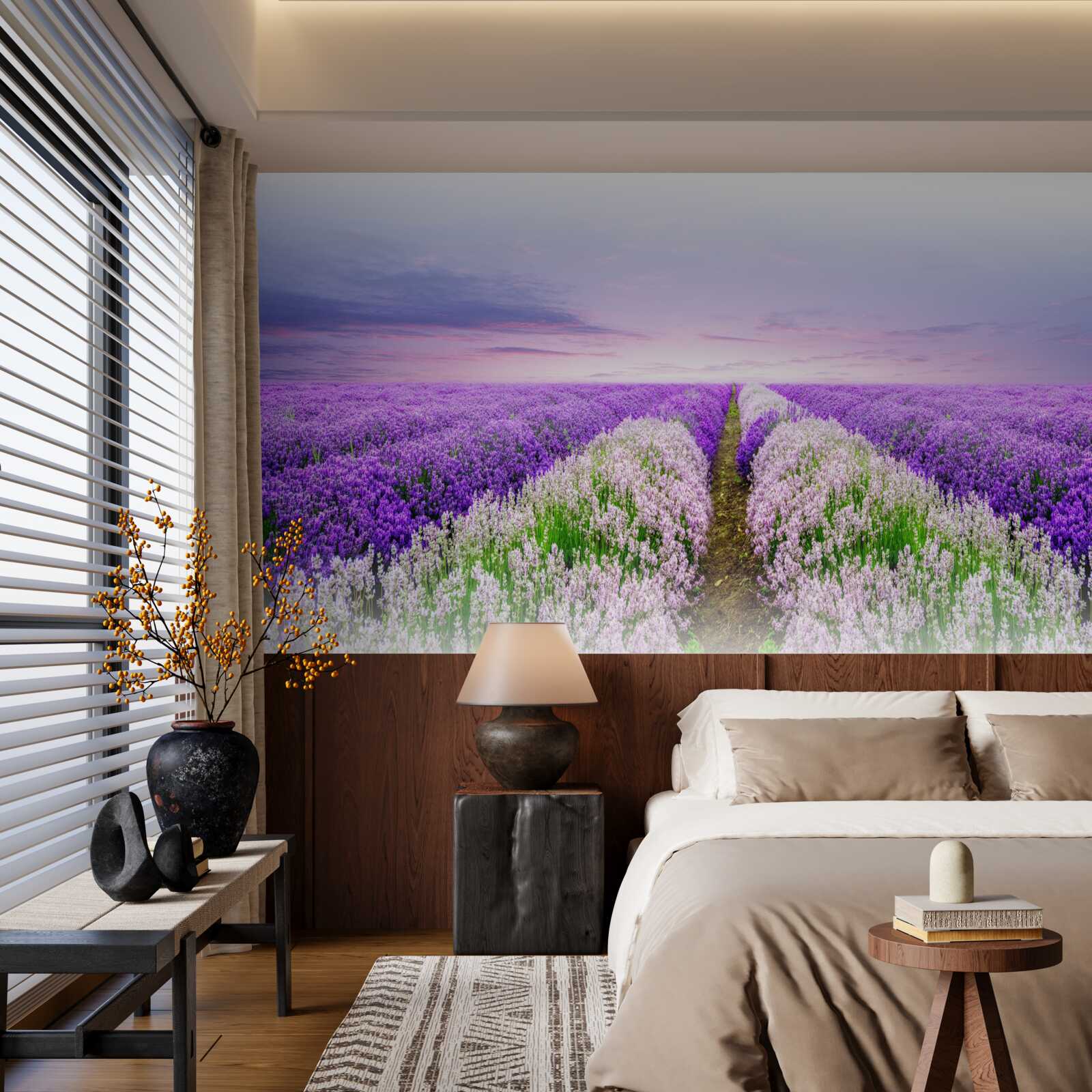 Fotobehang veld met geurige lavendel in de weiden