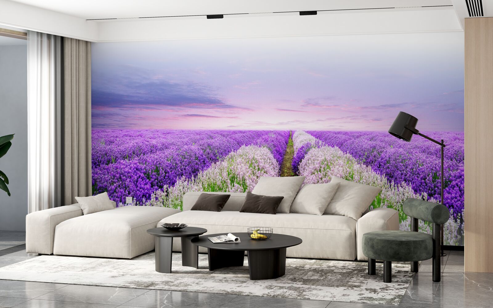 Fotobehang veld met geurige lavendel in de weiden