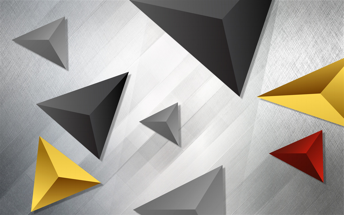 Fotobehang driehoeken van verschillende tinten zwevend in de lucht