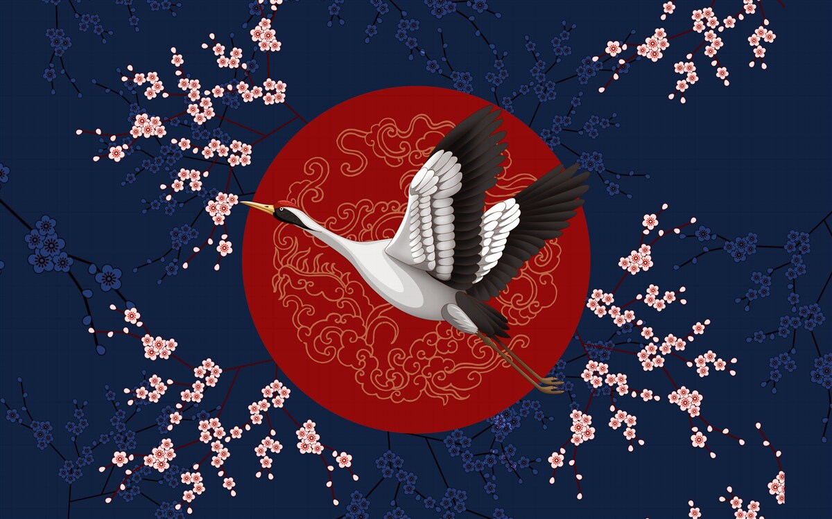 Fotobehang Japanse taart met luchtthema