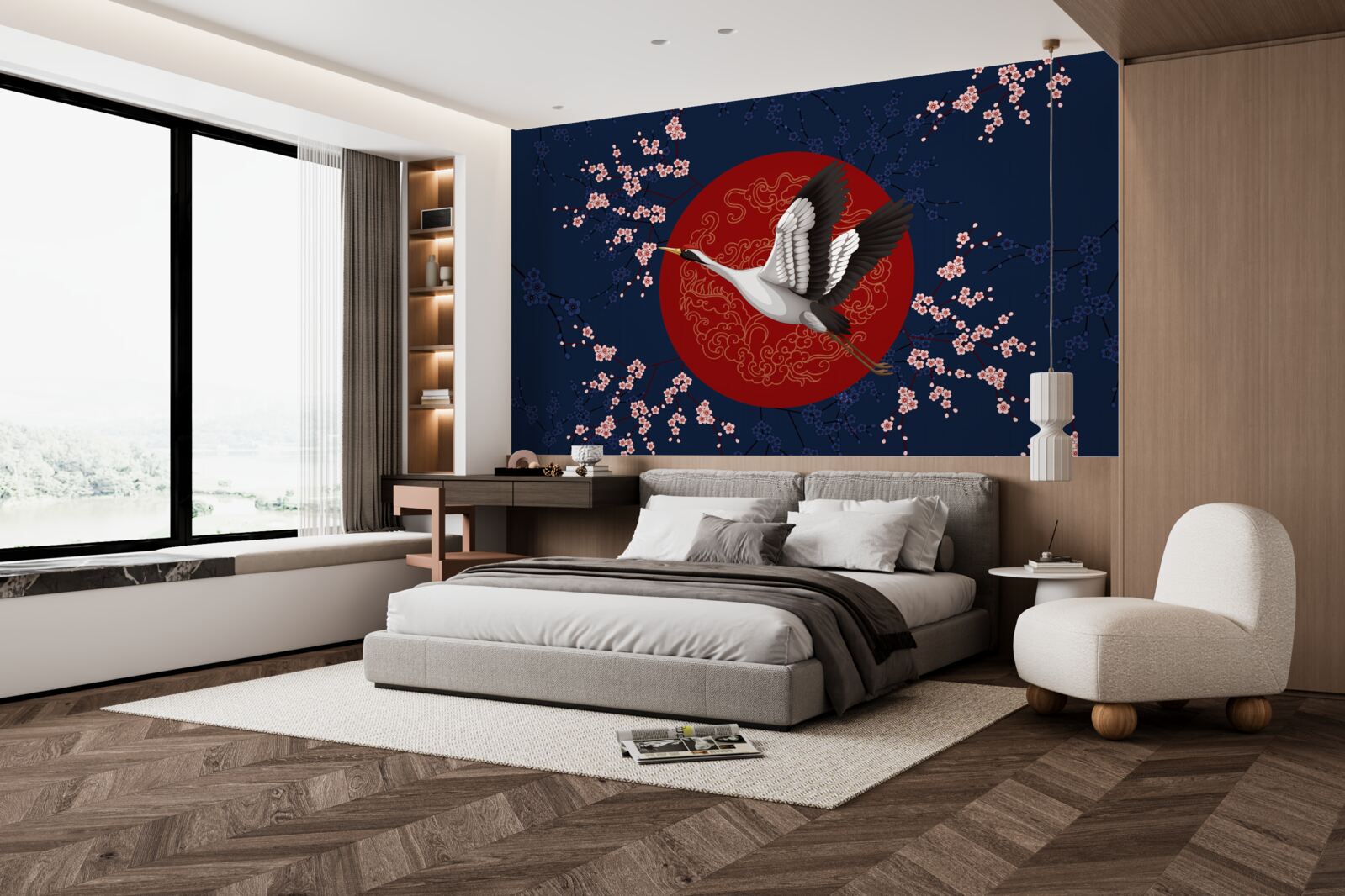 Fotobehang Japanse taart met luchtthema