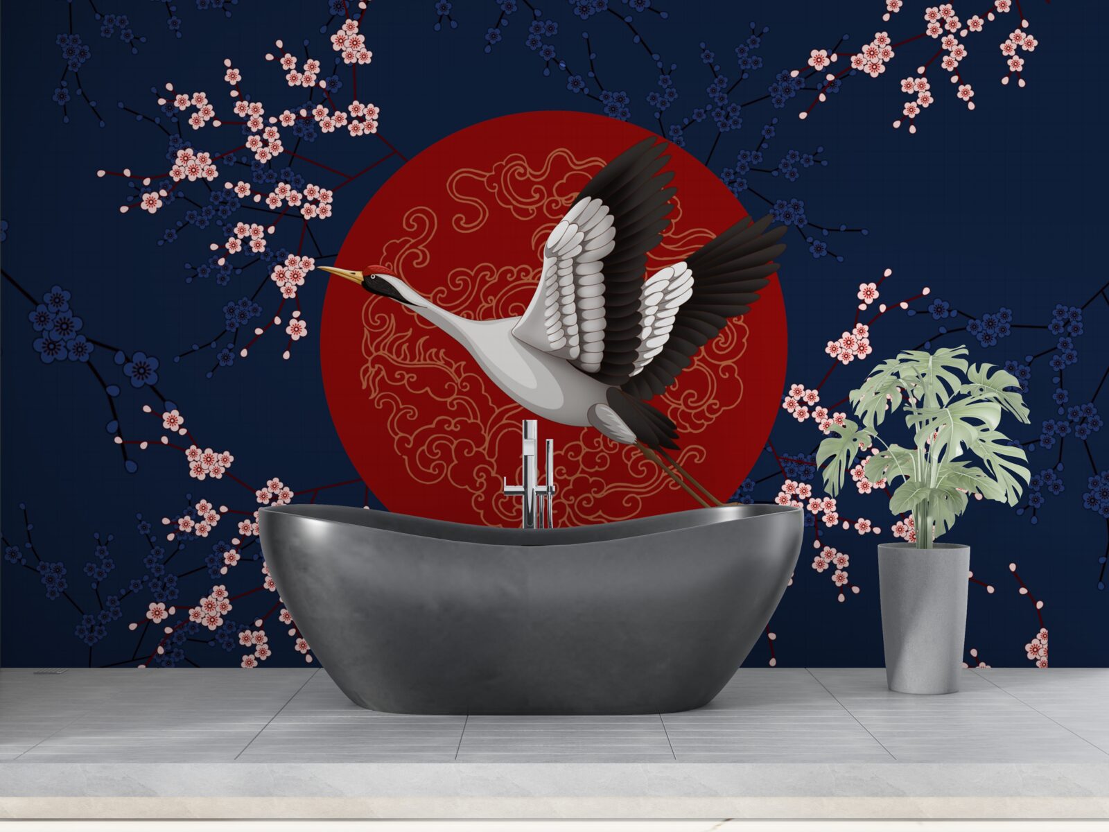 Fotobehang Japanse taart met luchtthema