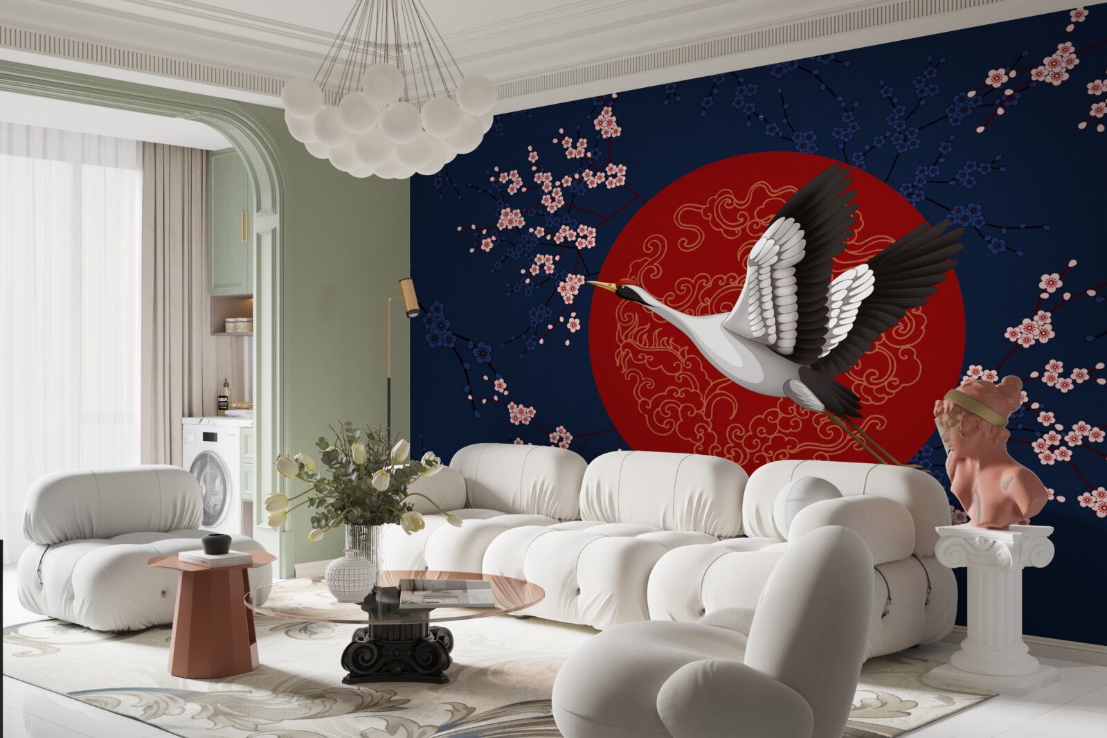 Fotobehang Japanse taart met luchtthema