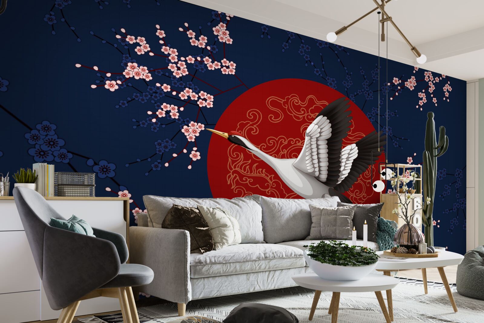 Fotobehang Japanse taart met luchtthema