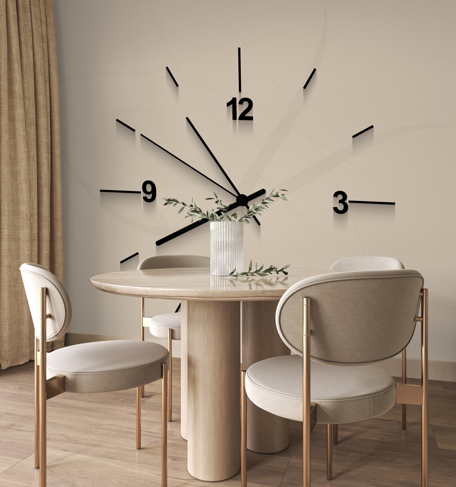 Fotobehang wandklok met vier cijfers