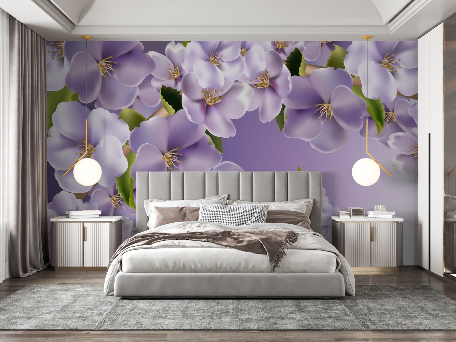 Fotobehang subtiele lila tinten in een delicate orchideeënbloem