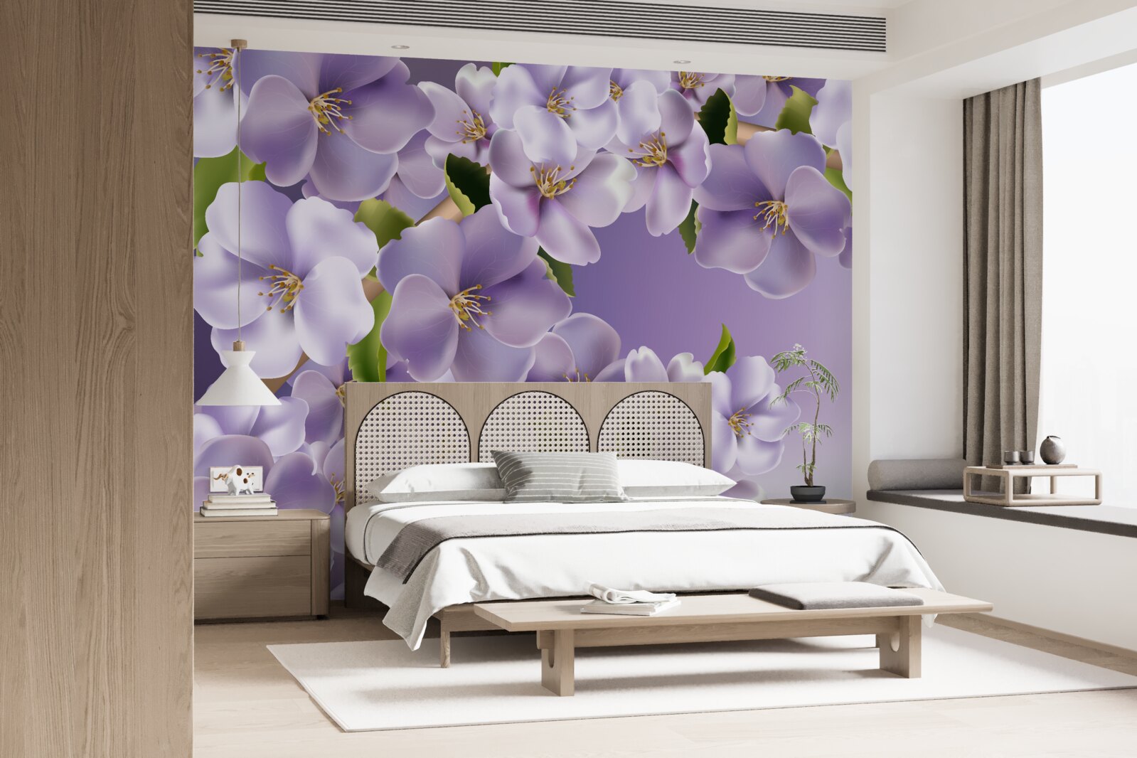 Fotobehang subtiele lila tinten in een delicate orchideeënbloem