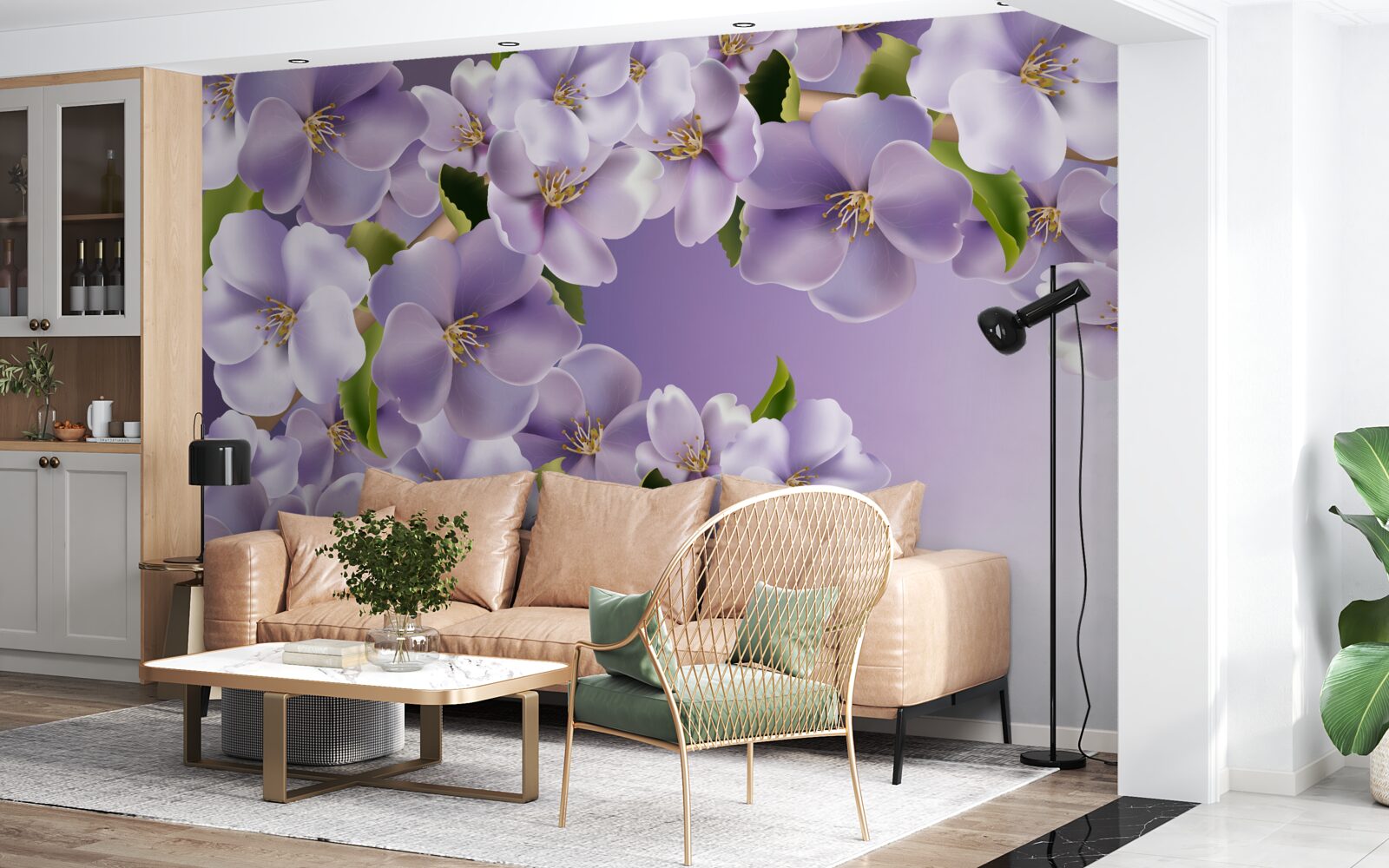 Fotobehang subtiele lila tinten in een delicate orchideeënbloem