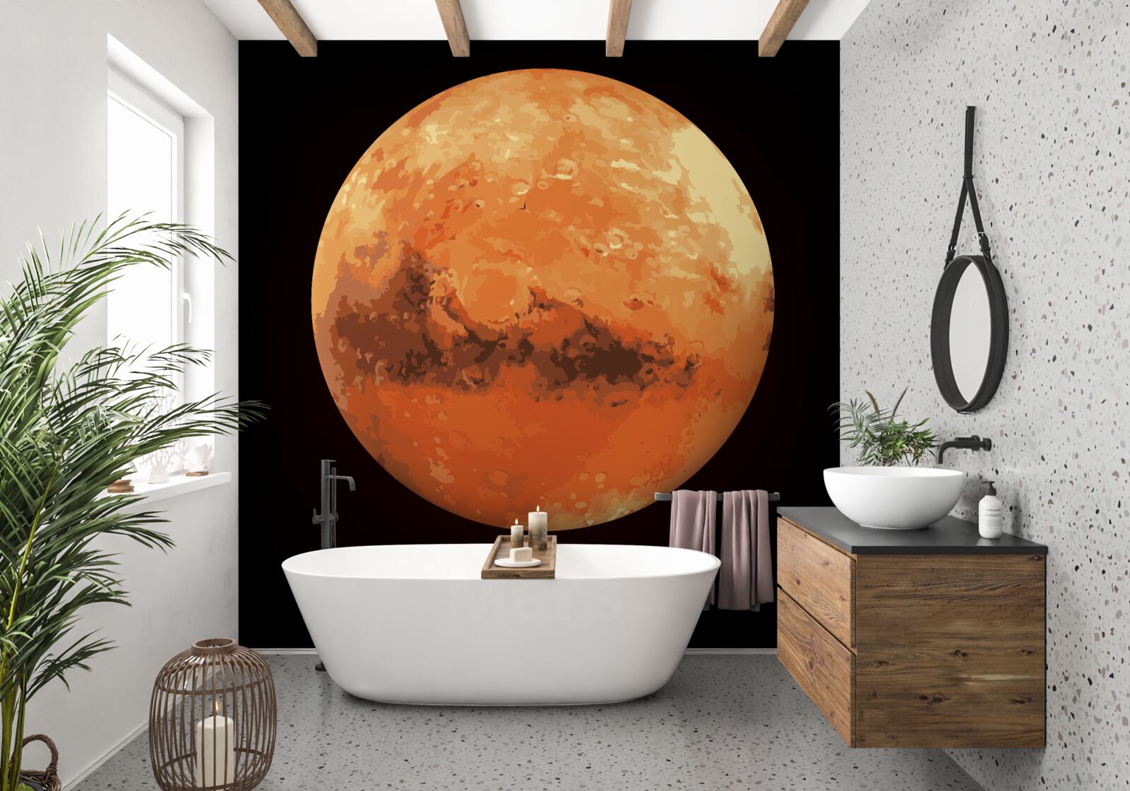 Fotobehang de planeet mars nader bekeken