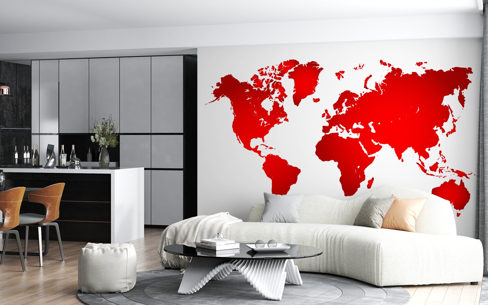 Fotobehang rode wereldkaart