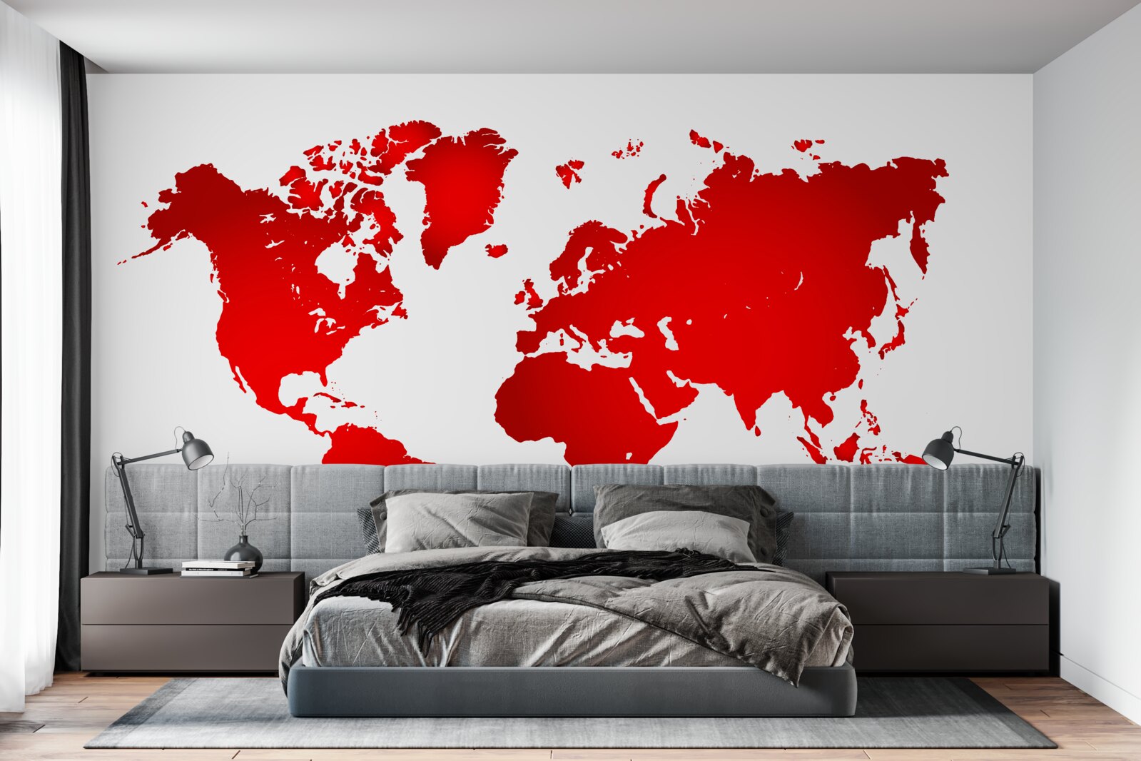 Fotobehang rode wereldkaart