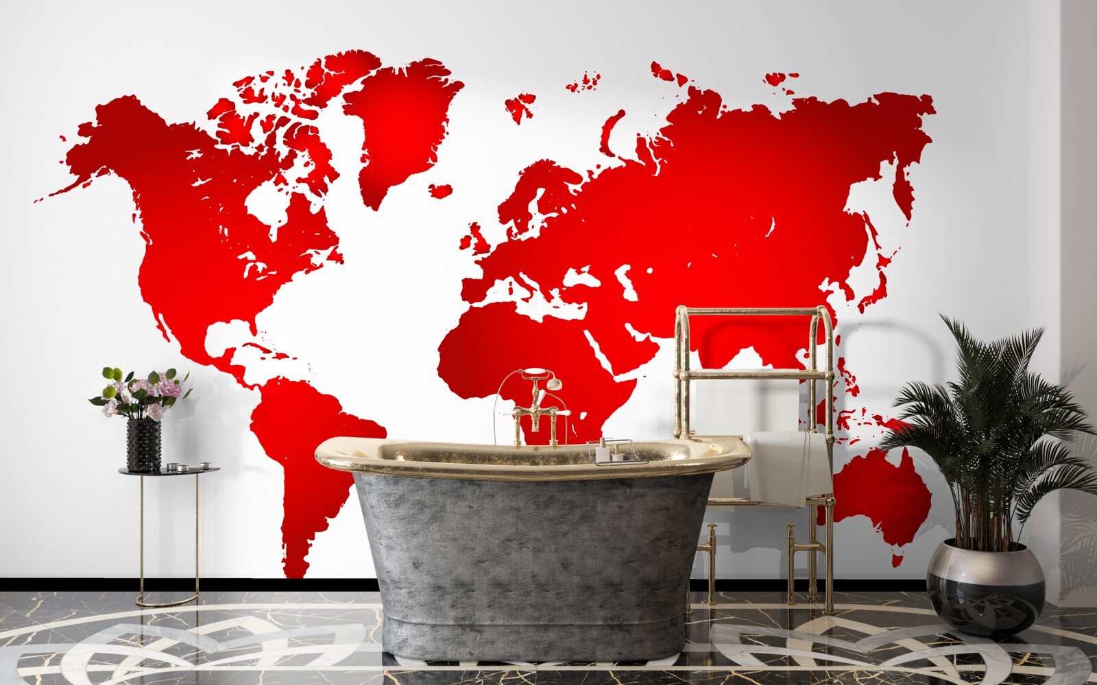 Fotobehang rode wereldkaart