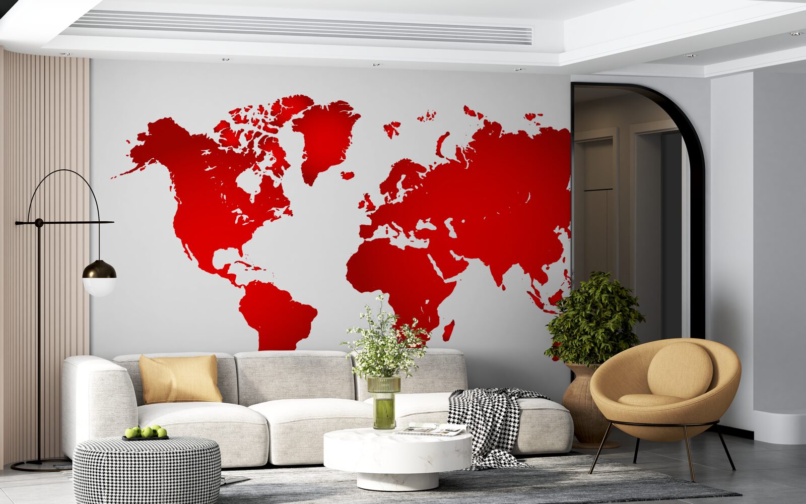 Fotobehang rode wereldkaart