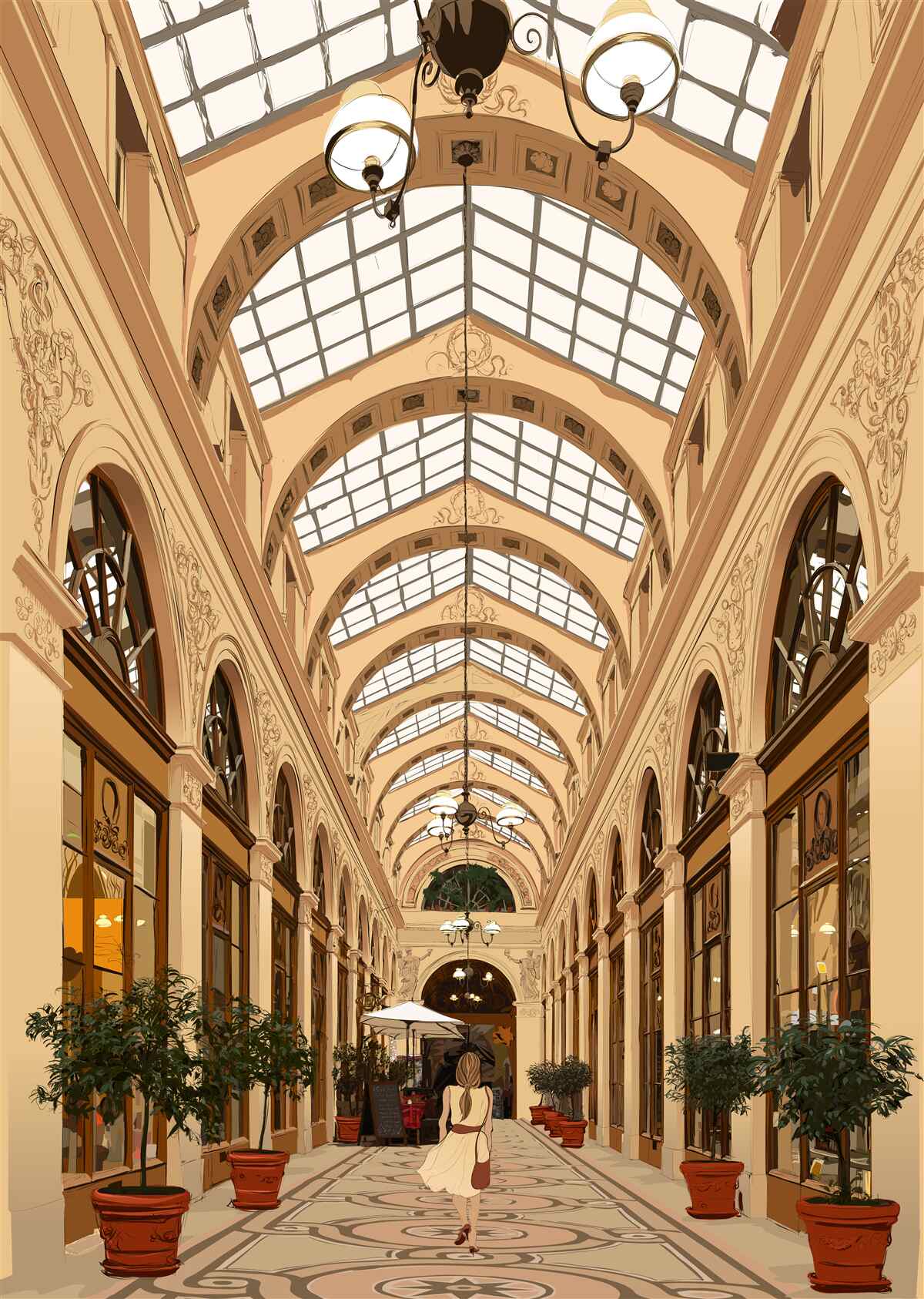 Fotobehang transparante gang