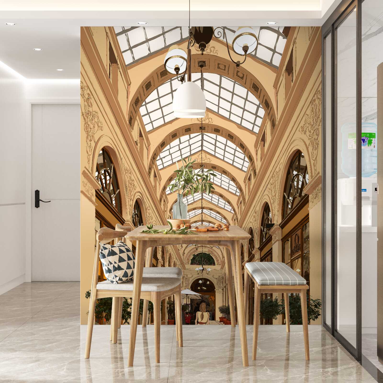 Fotobehang transparante gang