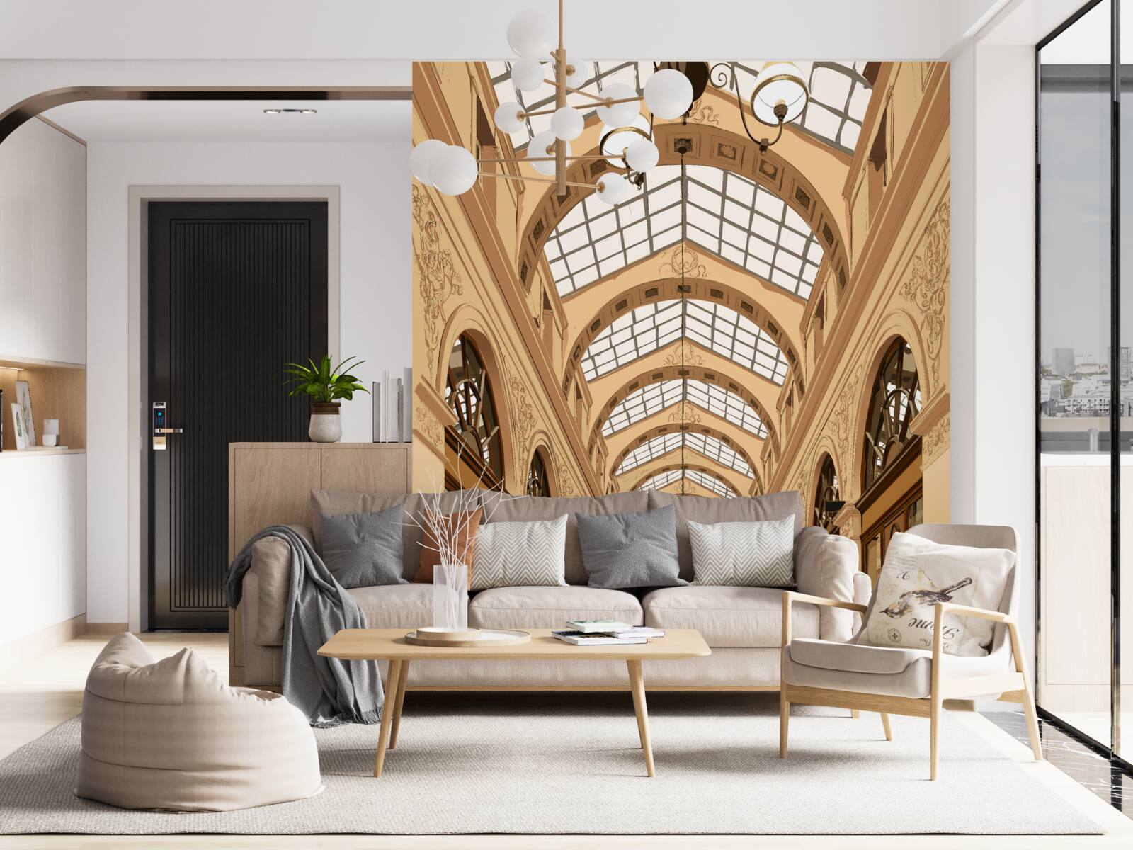 Fotobehang transparante gang