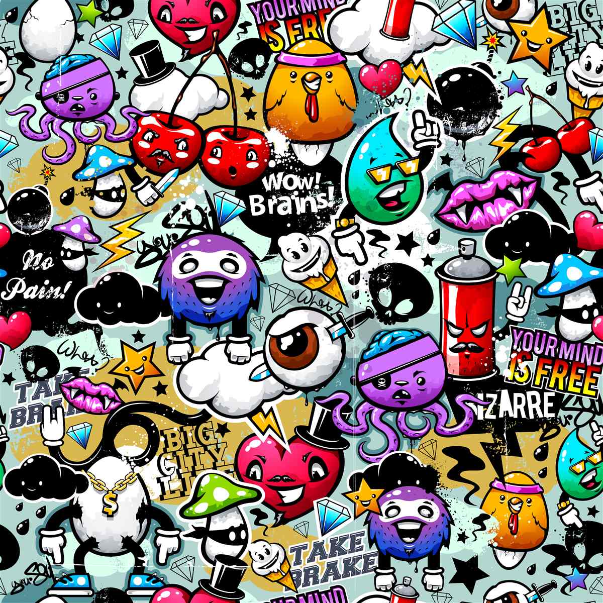 Fotobehang levendige straatkunst