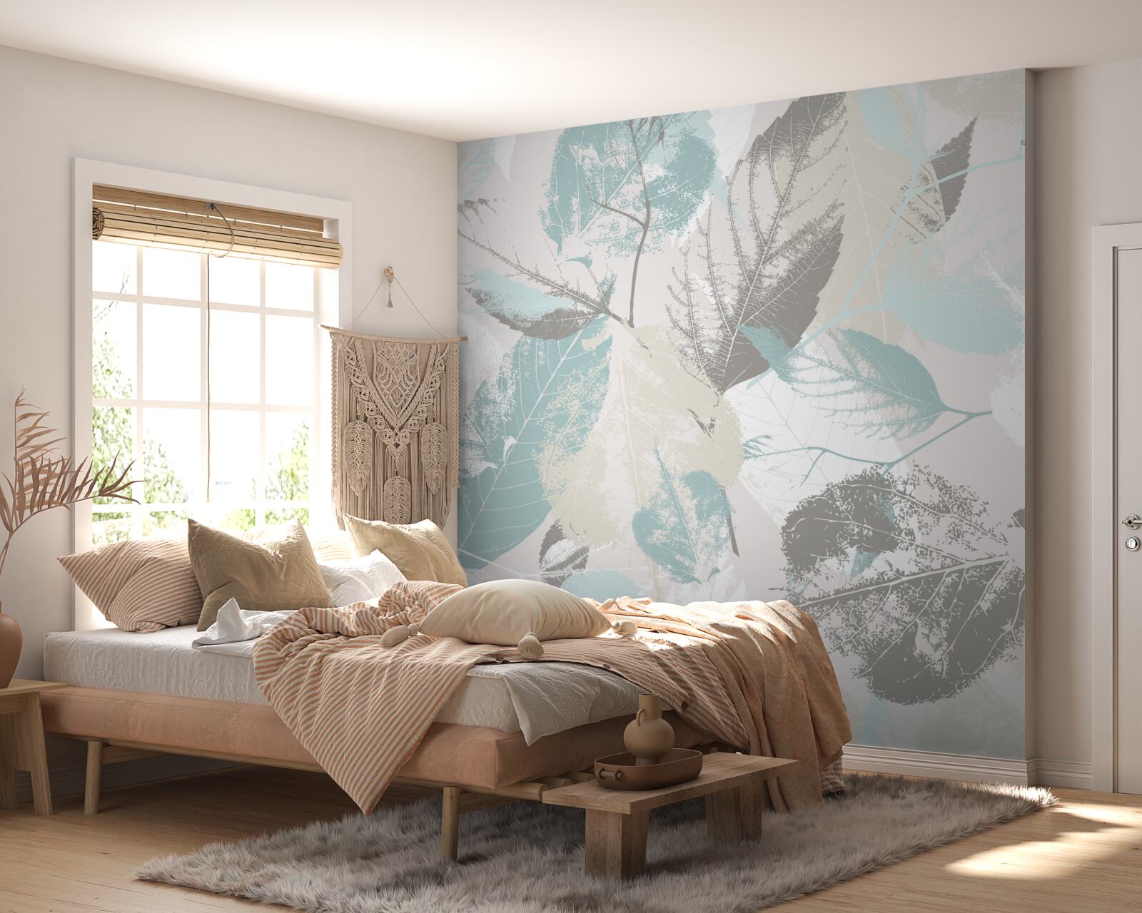 Fotobehang penseelstreken in de vorm van een blad