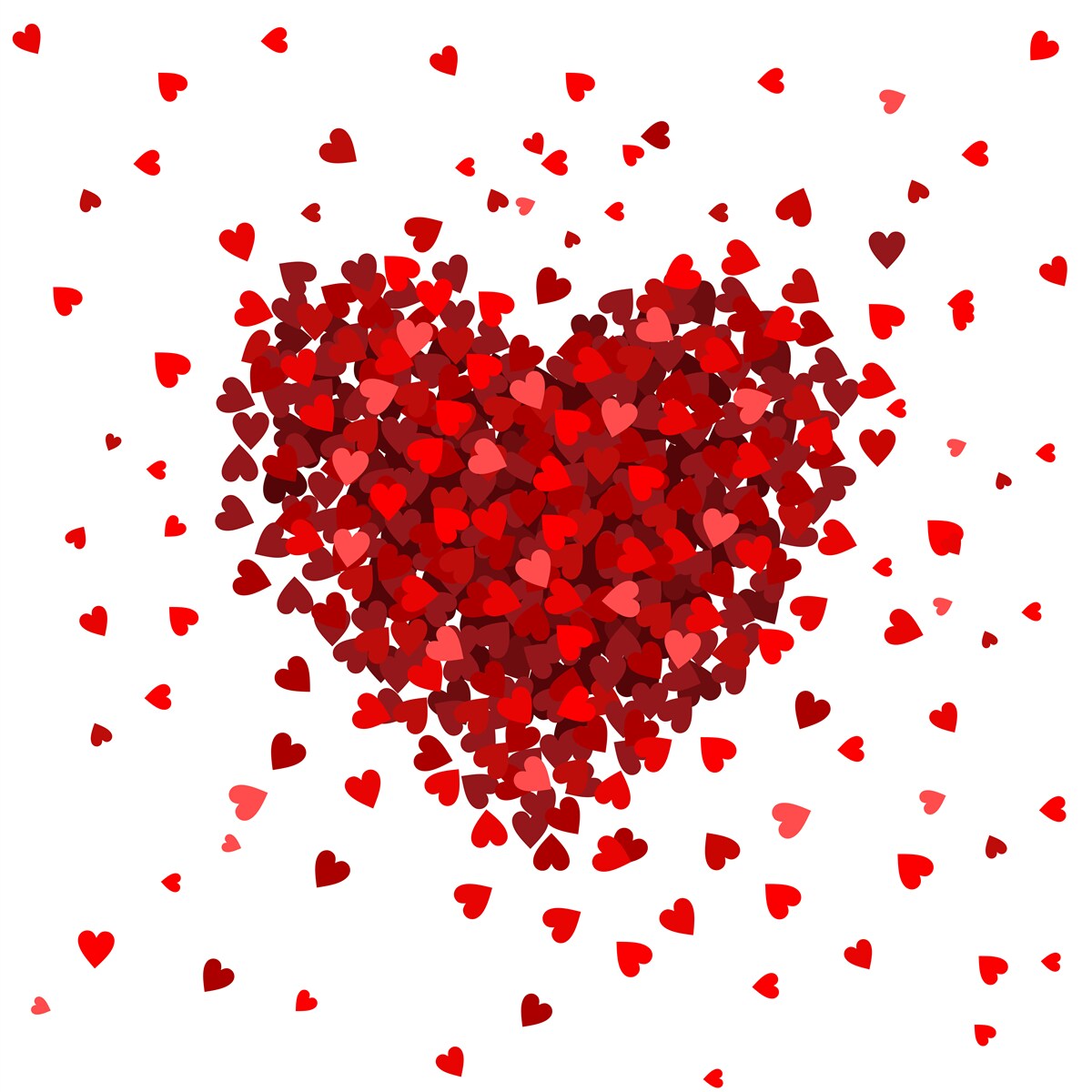 Fotobehang een hart gemaakt van rode harten