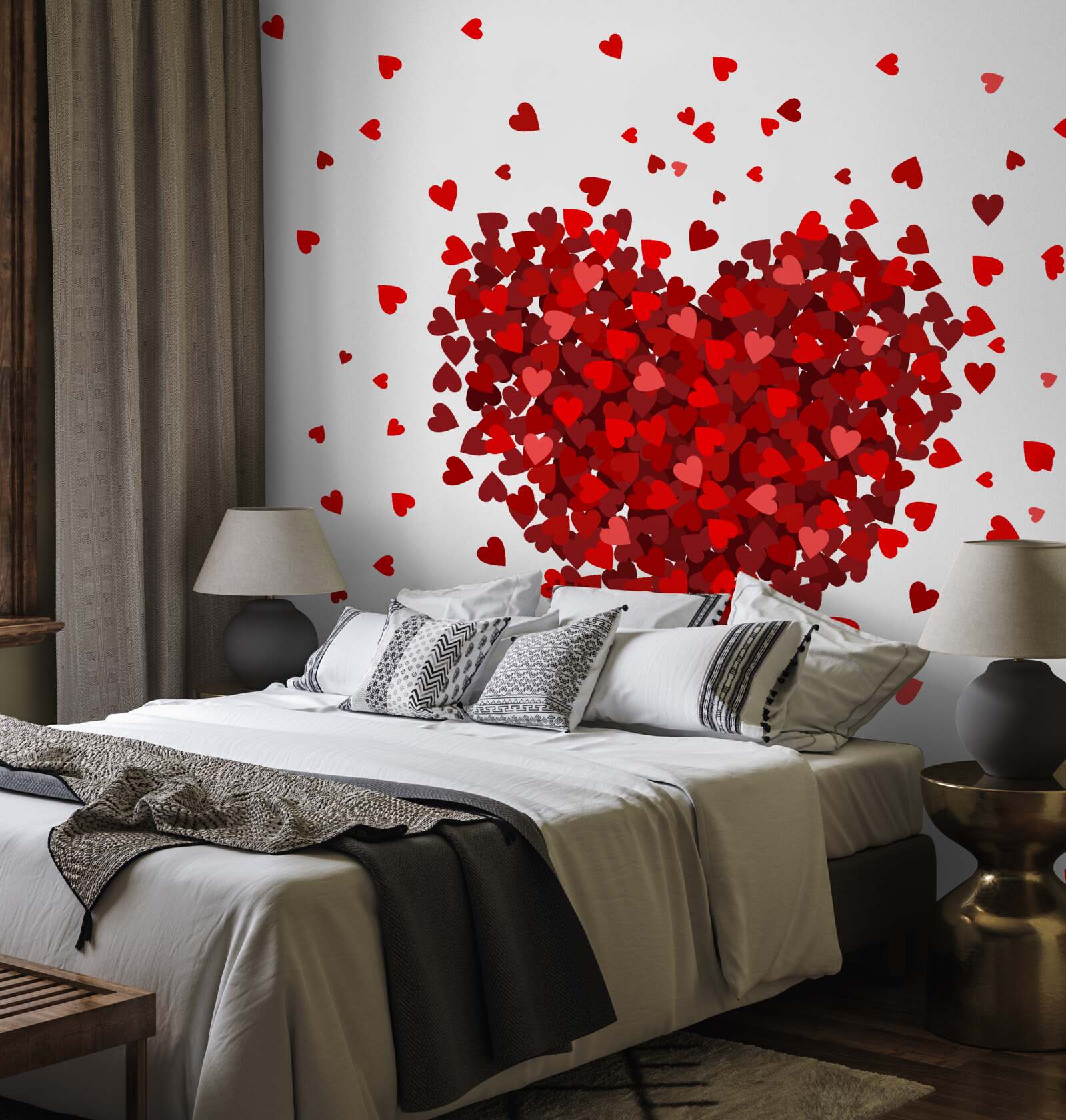 Fotobehang een hart gemaakt van rode harten