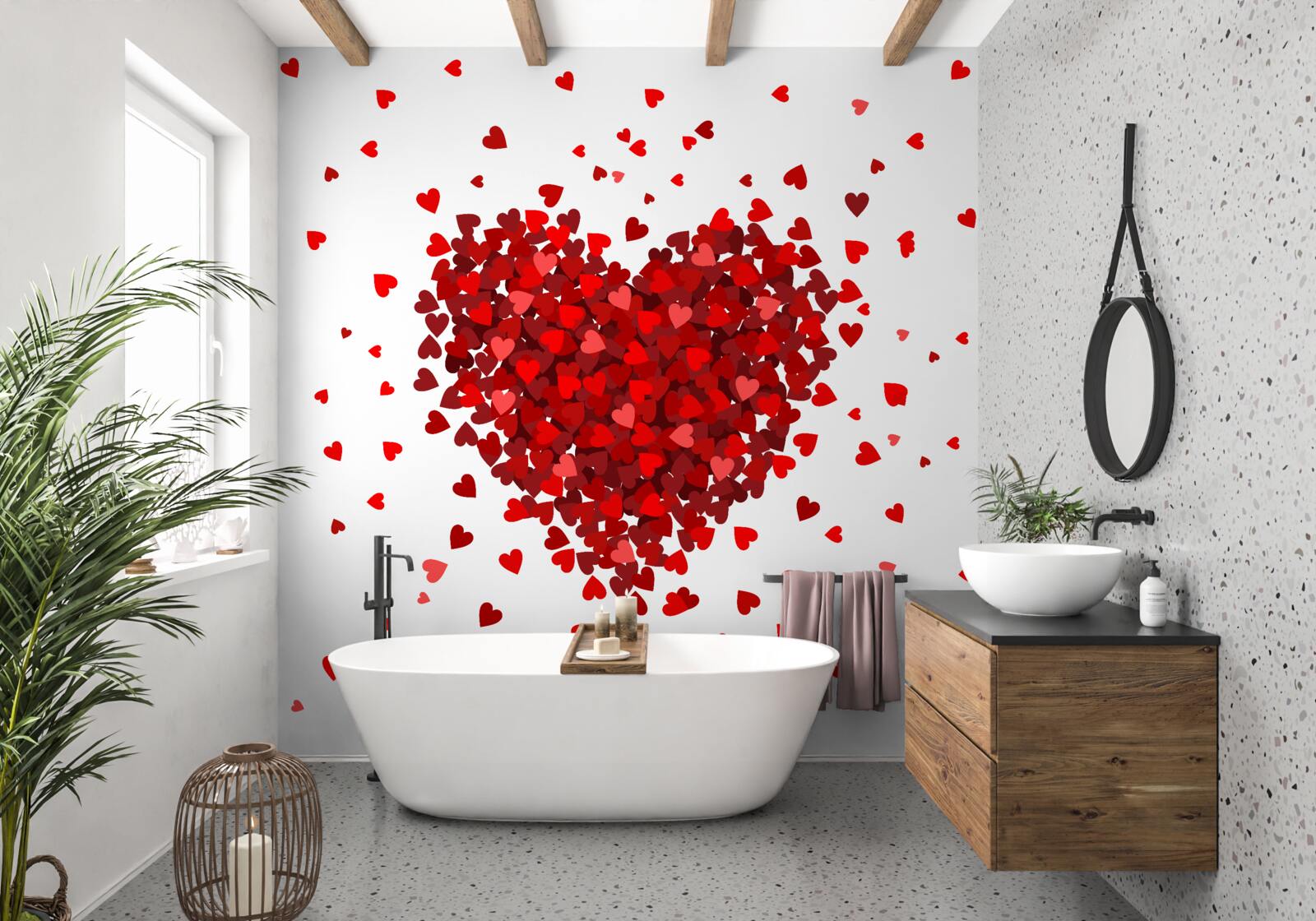 Fotobehang een hart gemaakt van rode harten