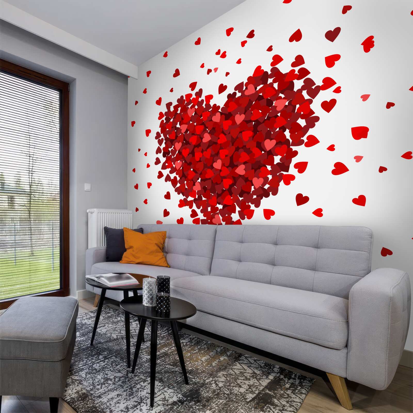 Fotobehang een hart gemaakt van rode harten