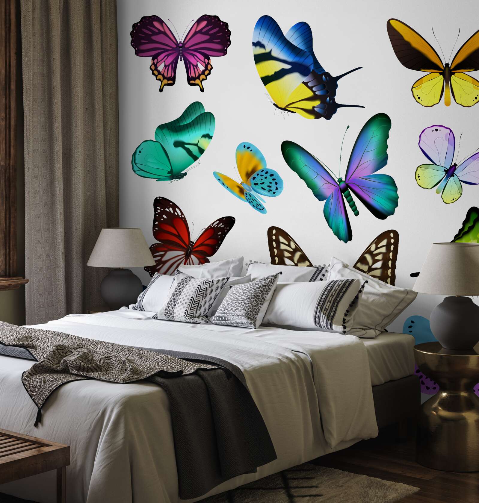 Fotobehang aquarel met Scandinavische bladeren