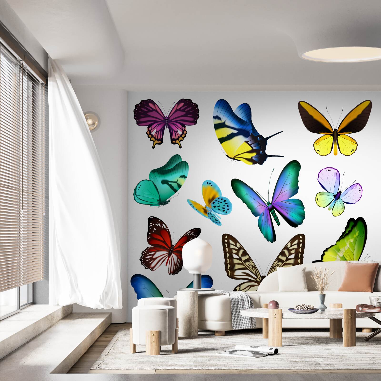 Fotobehang aquarel met Scandinavische bladeren