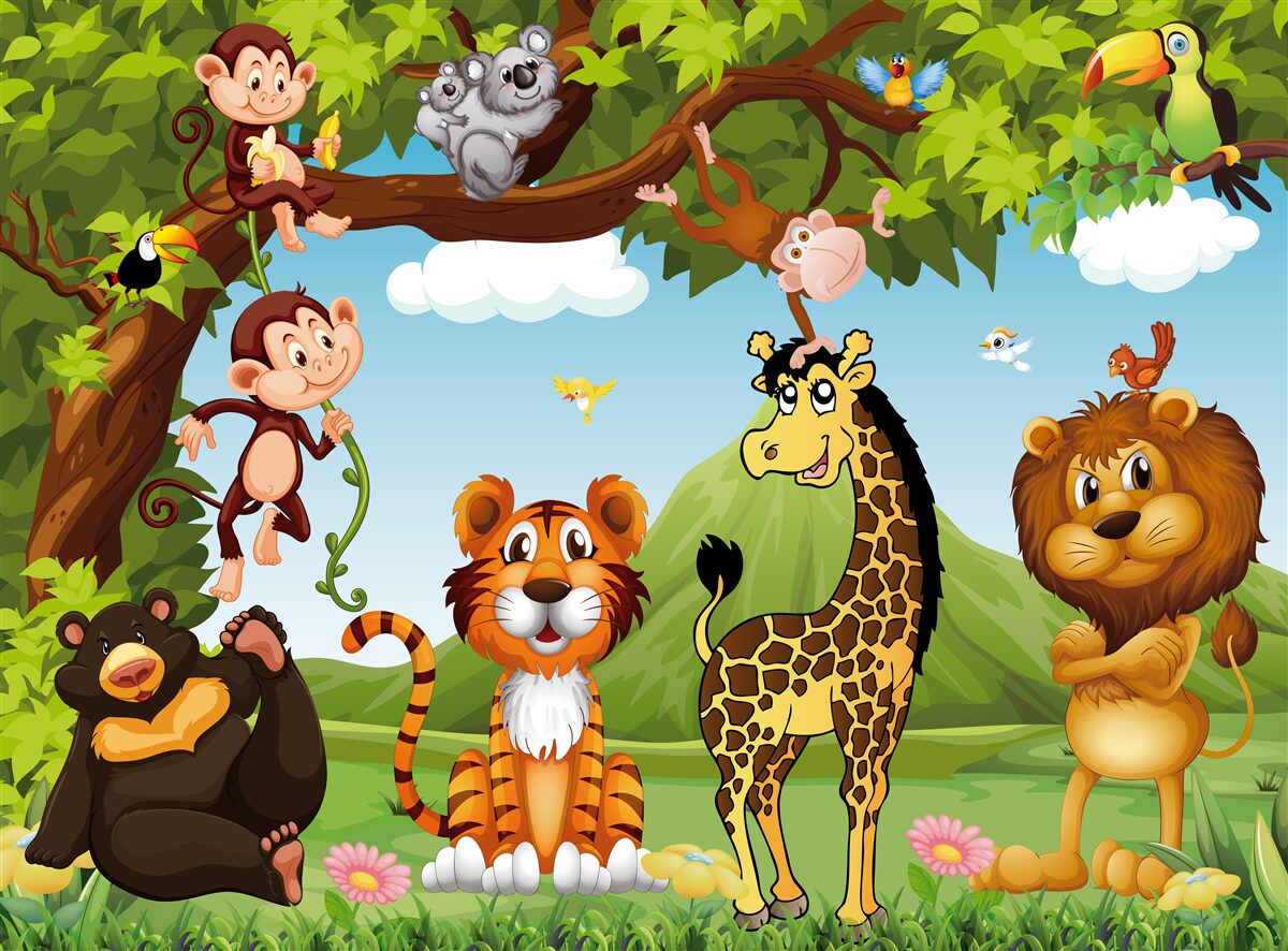 Fotobehang dieren die in een bosschage leven