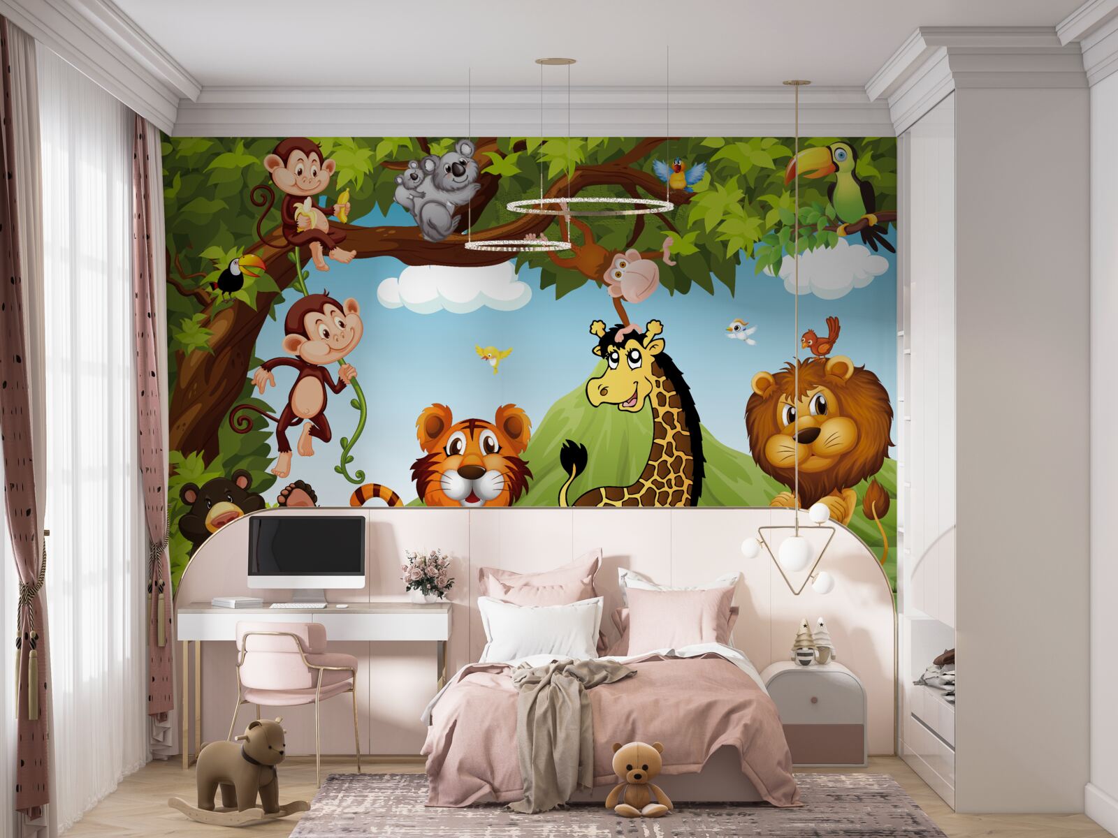 Fotobehang dieren die in een bosschage leven