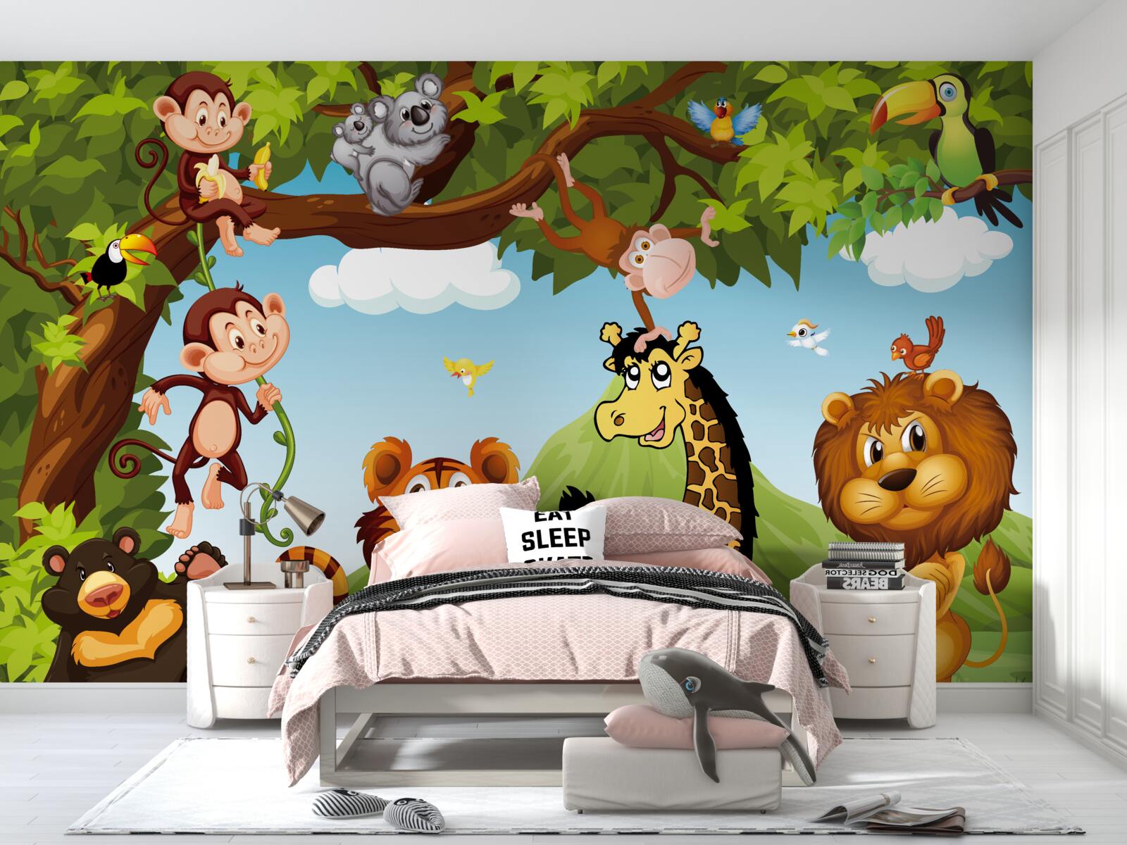 Fotobehang dieren die in een bosschage leven