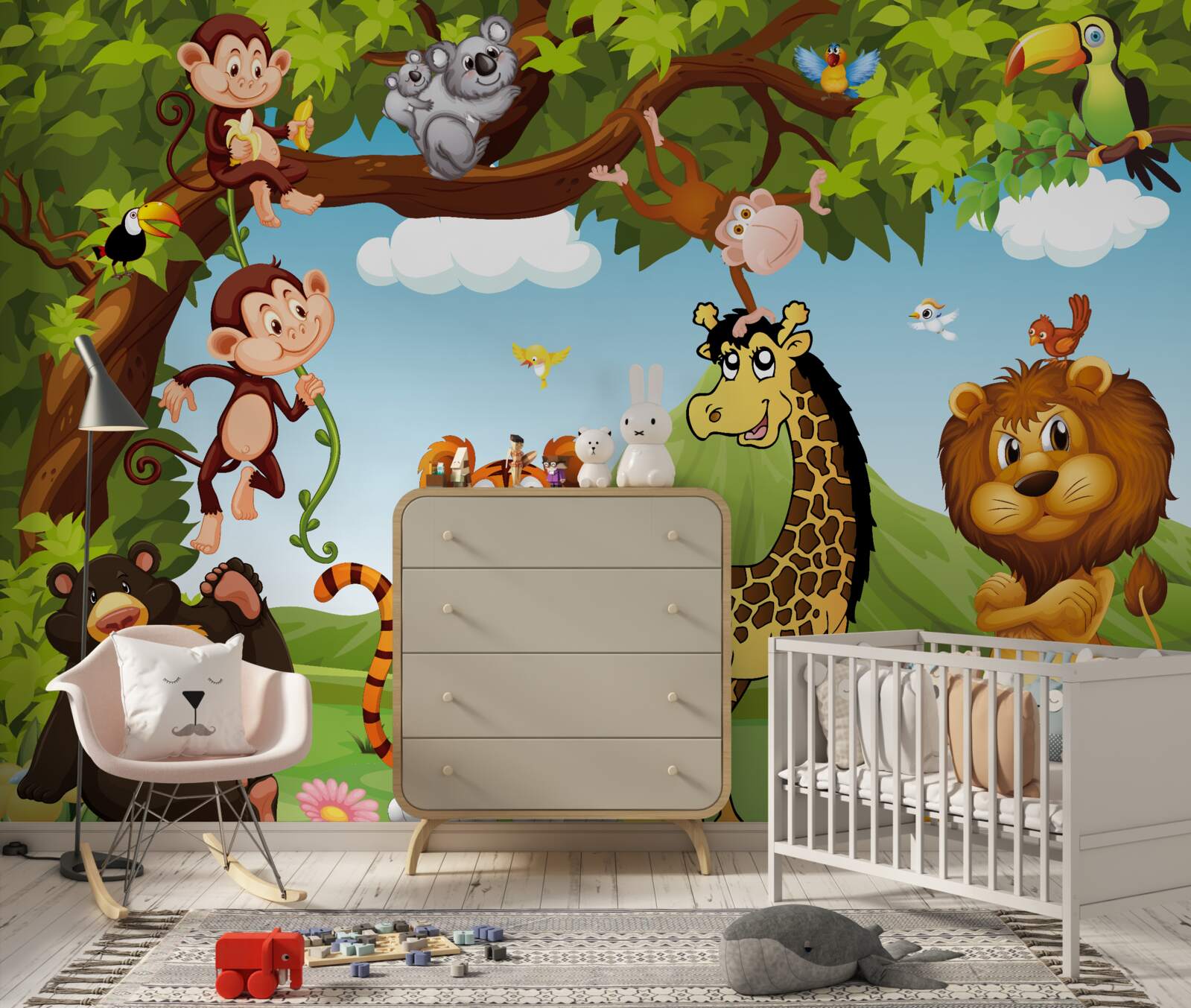 Fotobehang dieren die in een bosschage leven