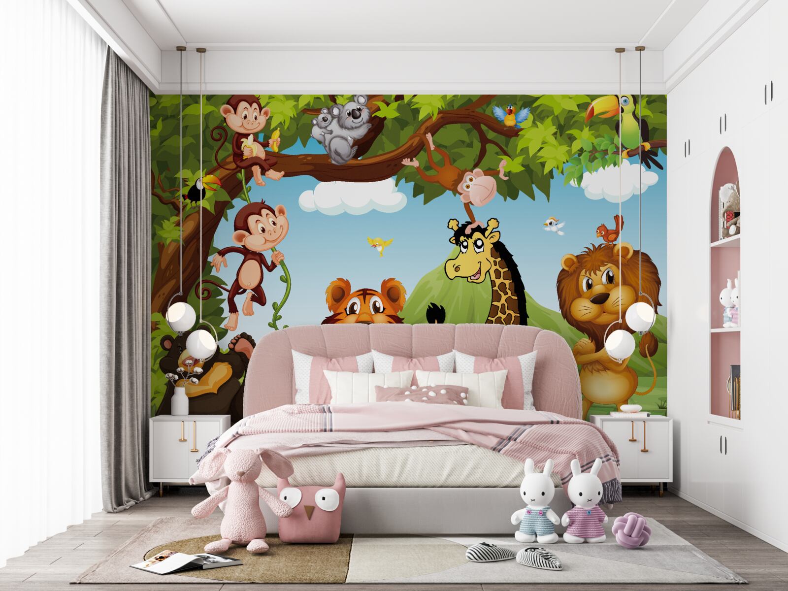 Fotobehang dieren die in een bosschage leven