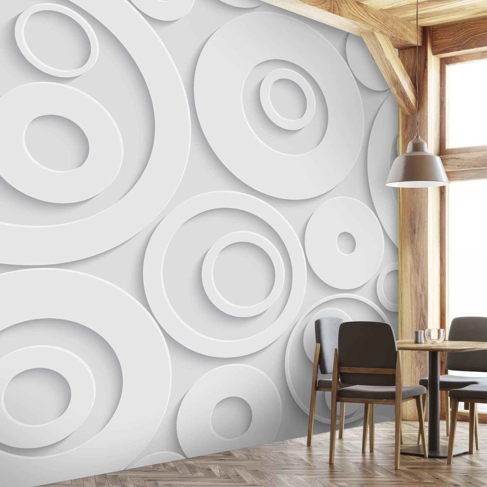 Fotobehang witte cirkelvormige patronen