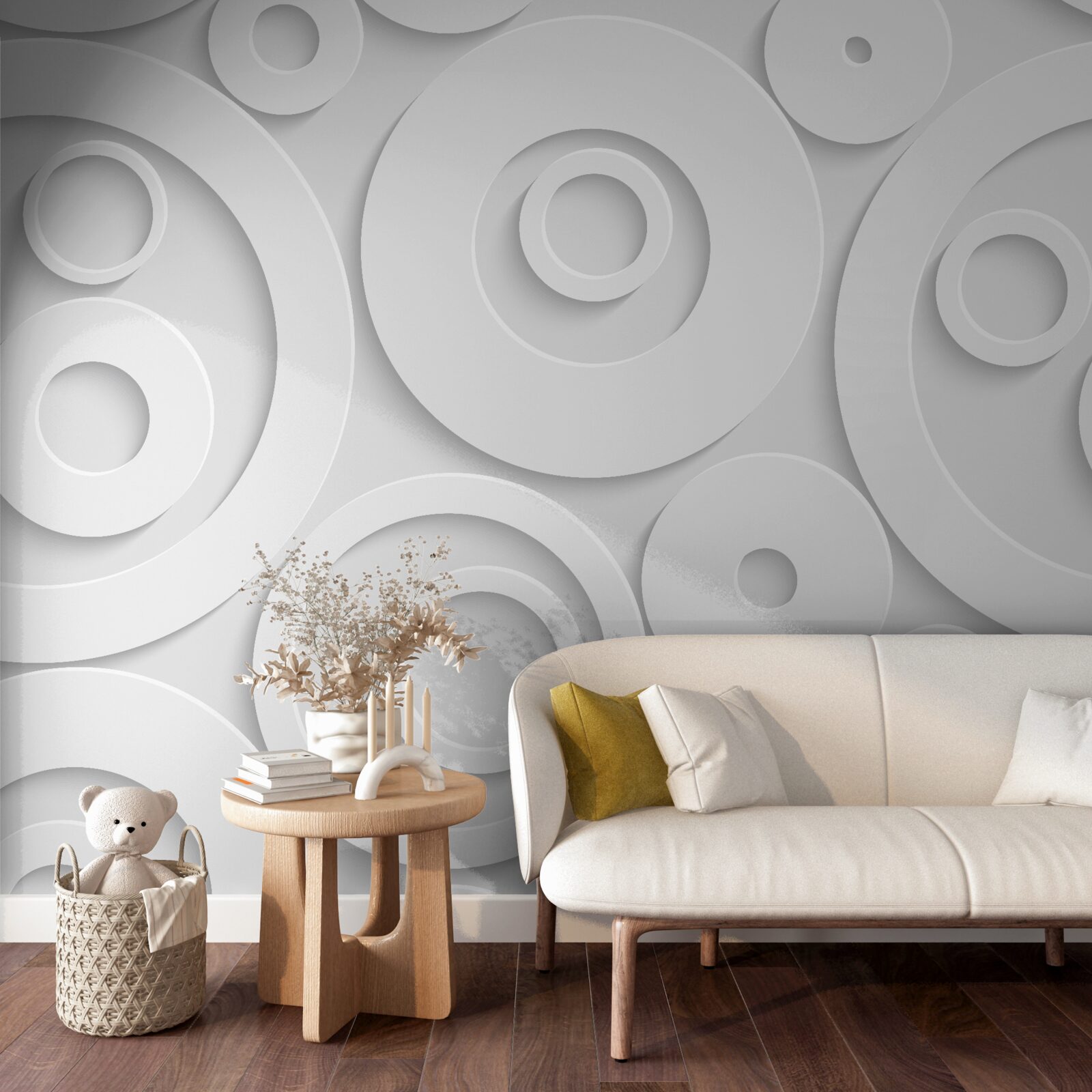 Fotobehang witte cirkelvormige patronen