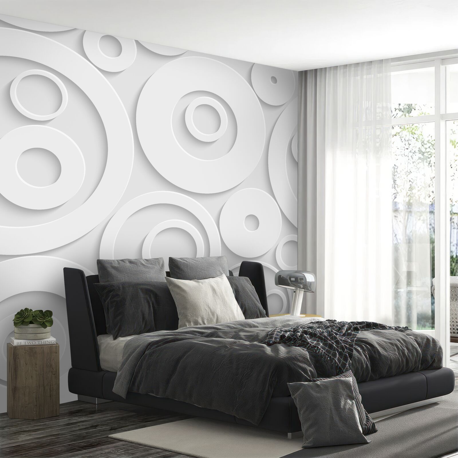 Fotobehang witte cirkelvormige patronen