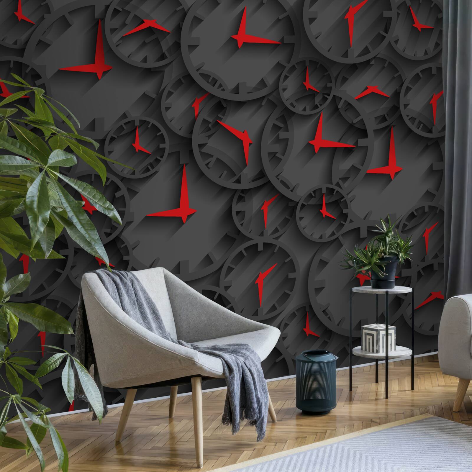 Fotobehang timespies met robijnrode indicatoren