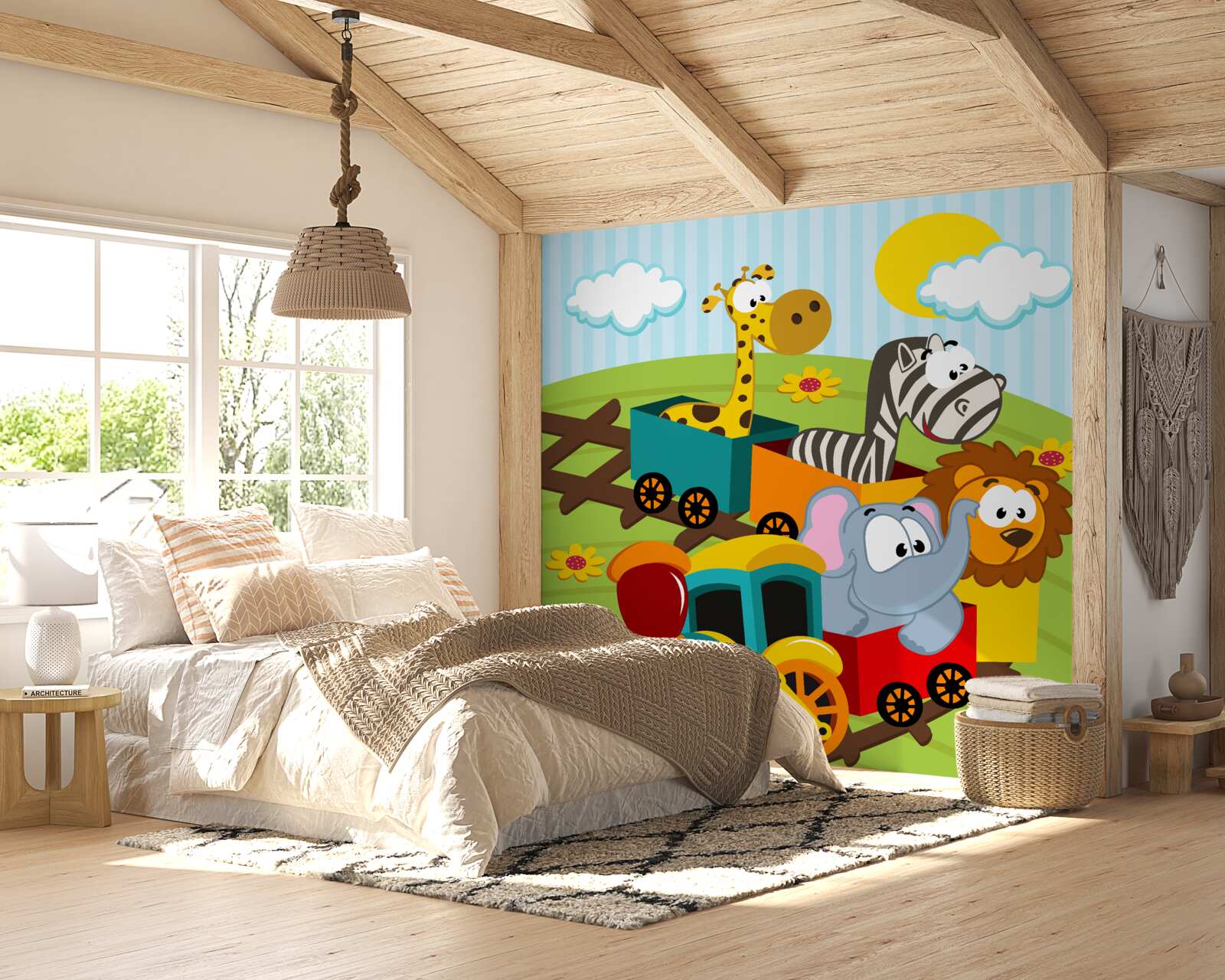 Fotobehang schattige wezens in de trein