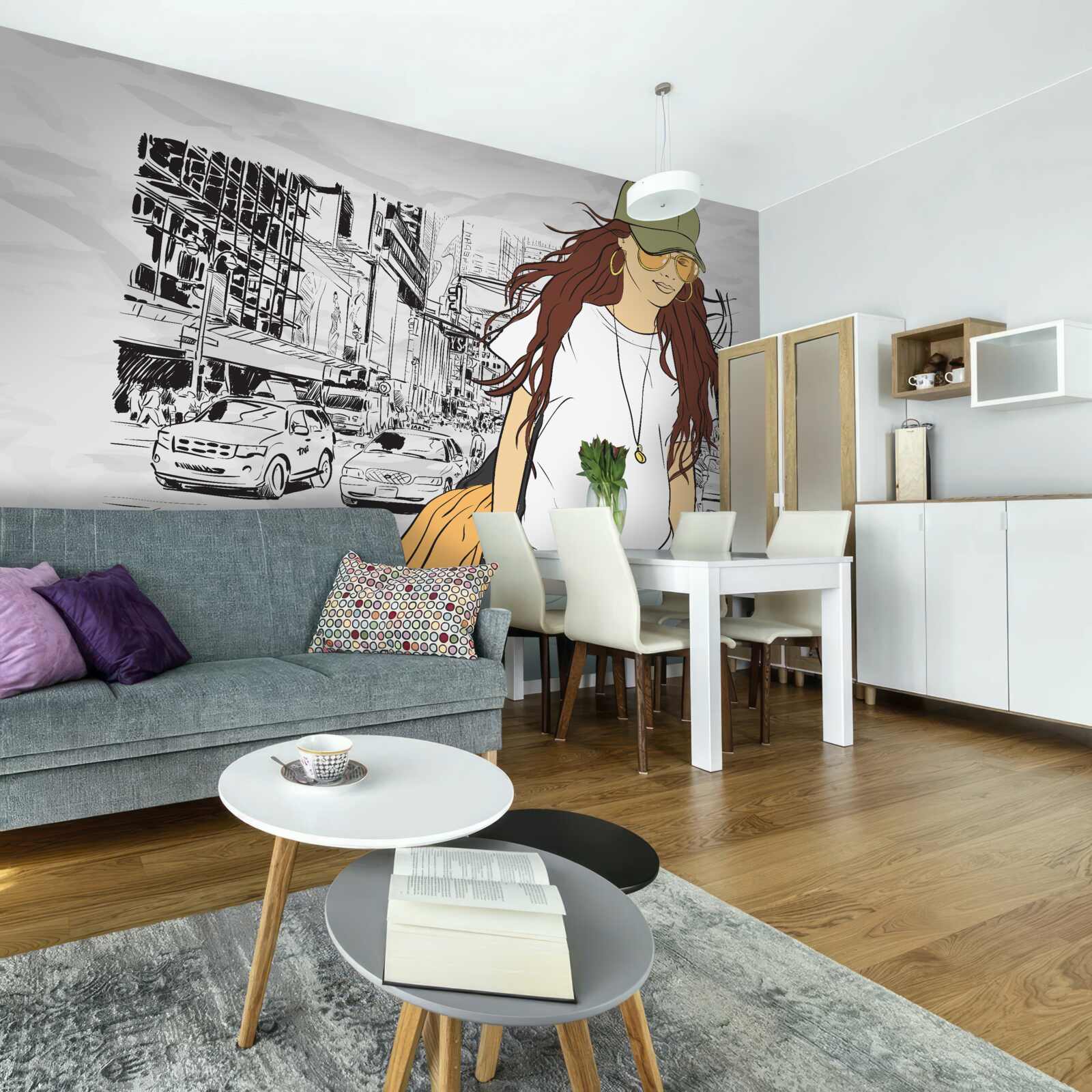 Fotobehang stijlvol en aantrekkelijk meisje