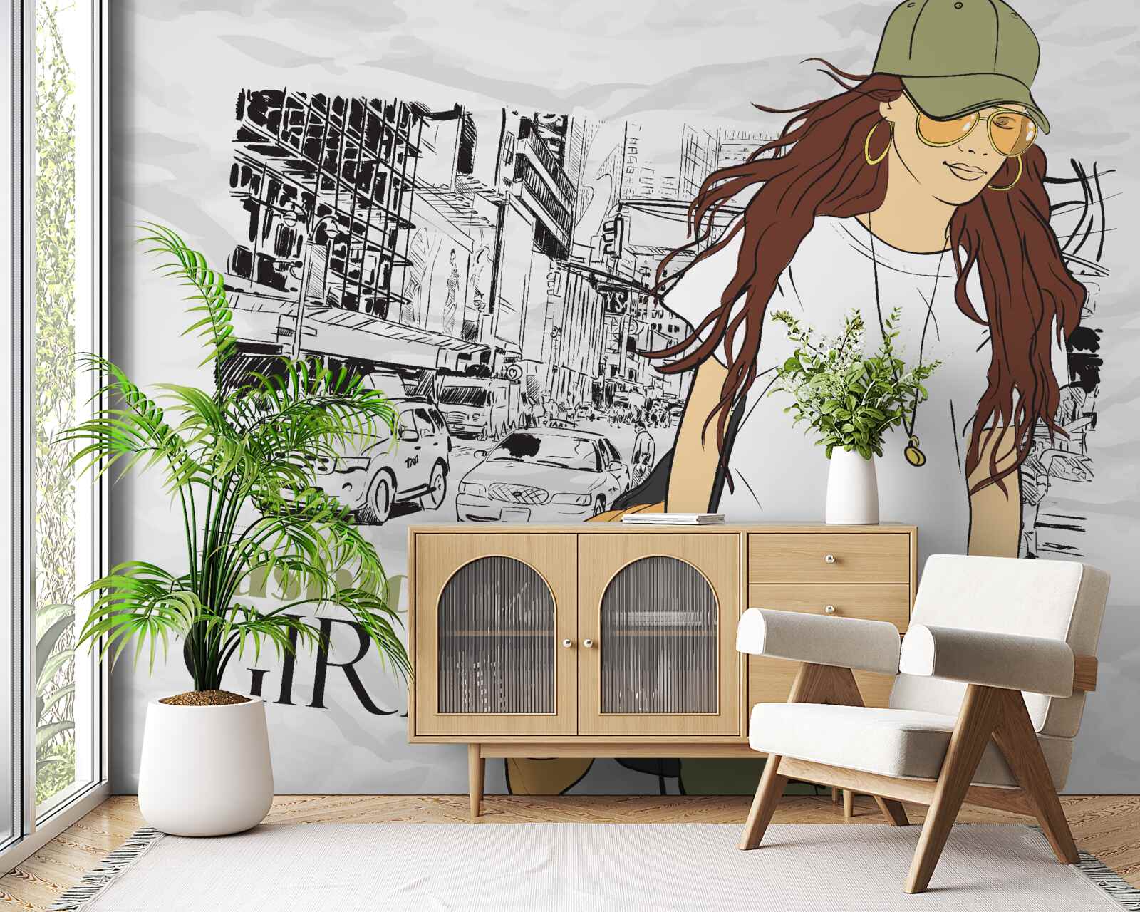 Fotobehang stijlvol en aantrekkelijk meisje