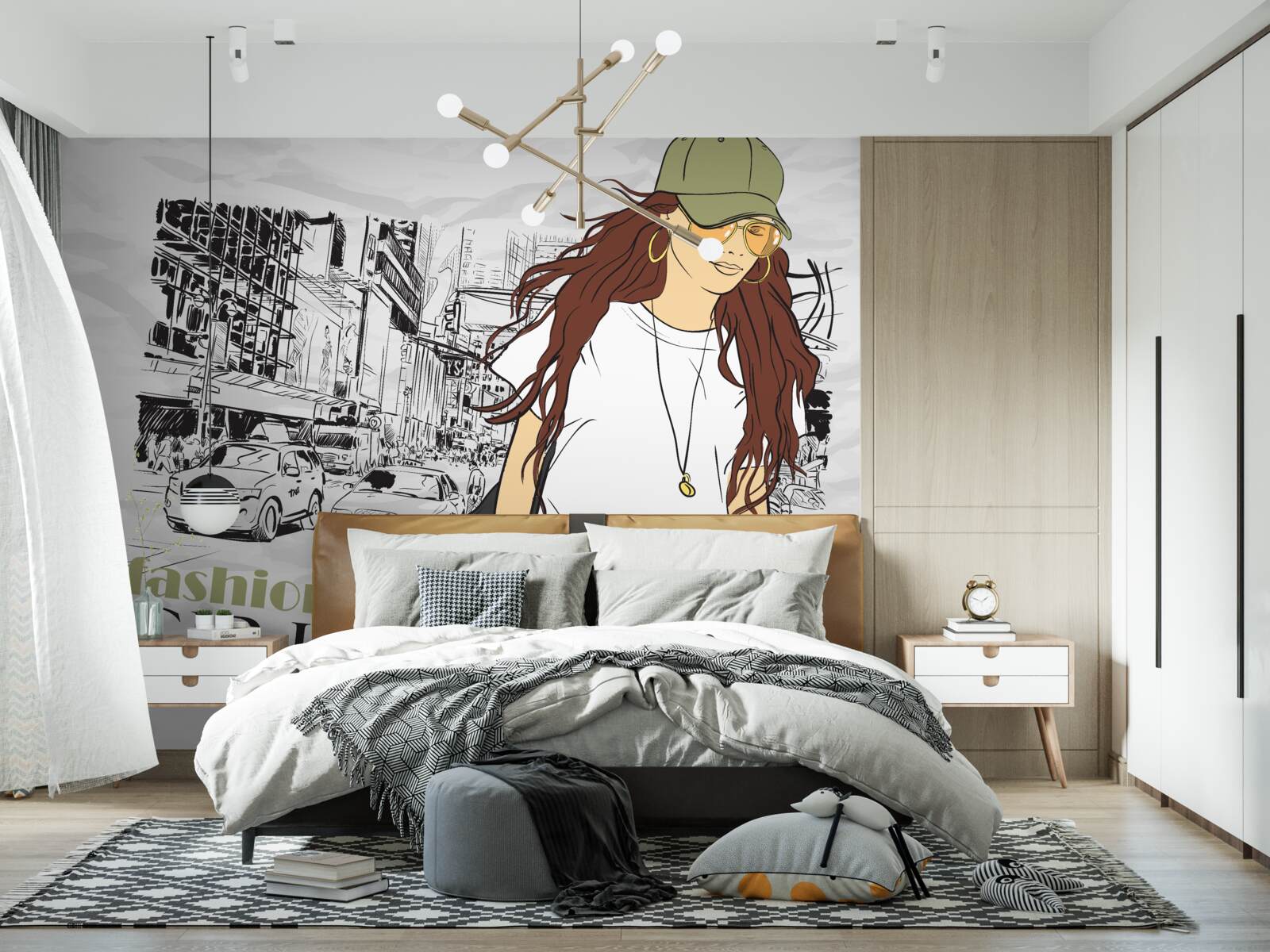 Fotobehang stijlvol en aantrekkelijk meisje