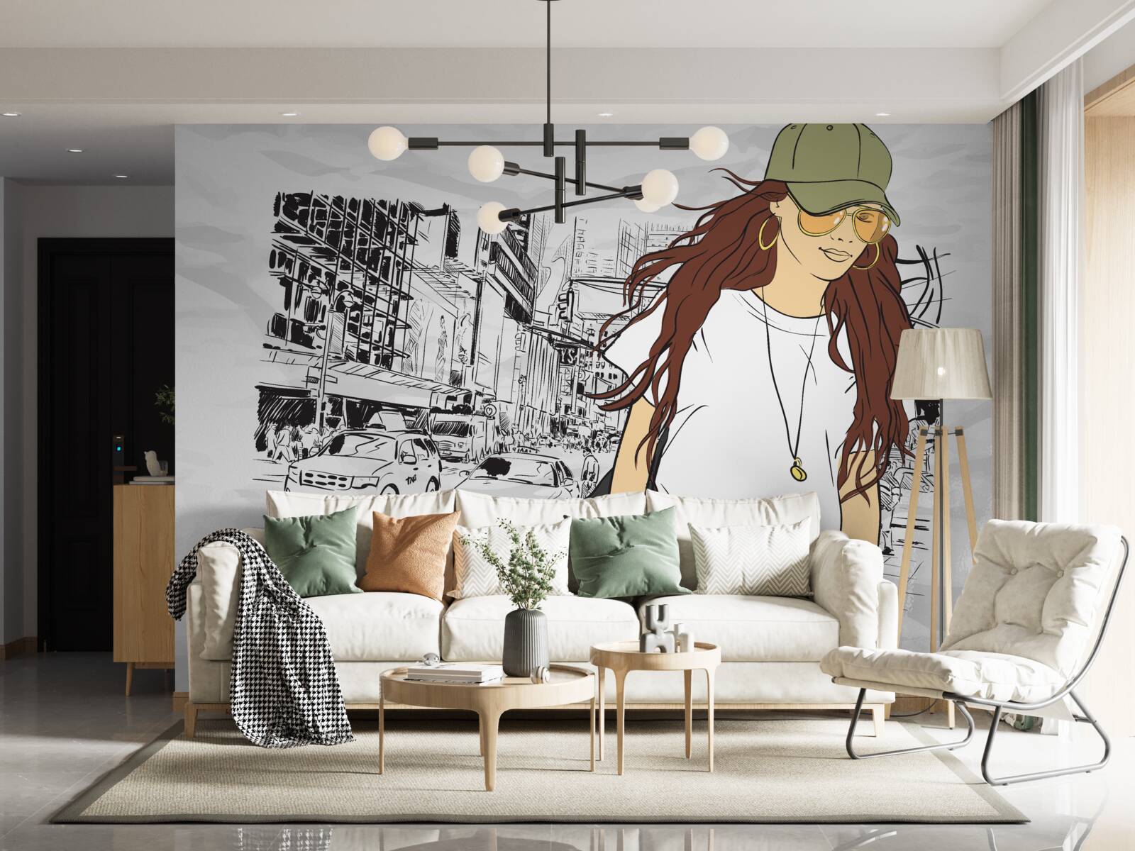 Fotobehang stijlvol en aantrekkelijk meisje