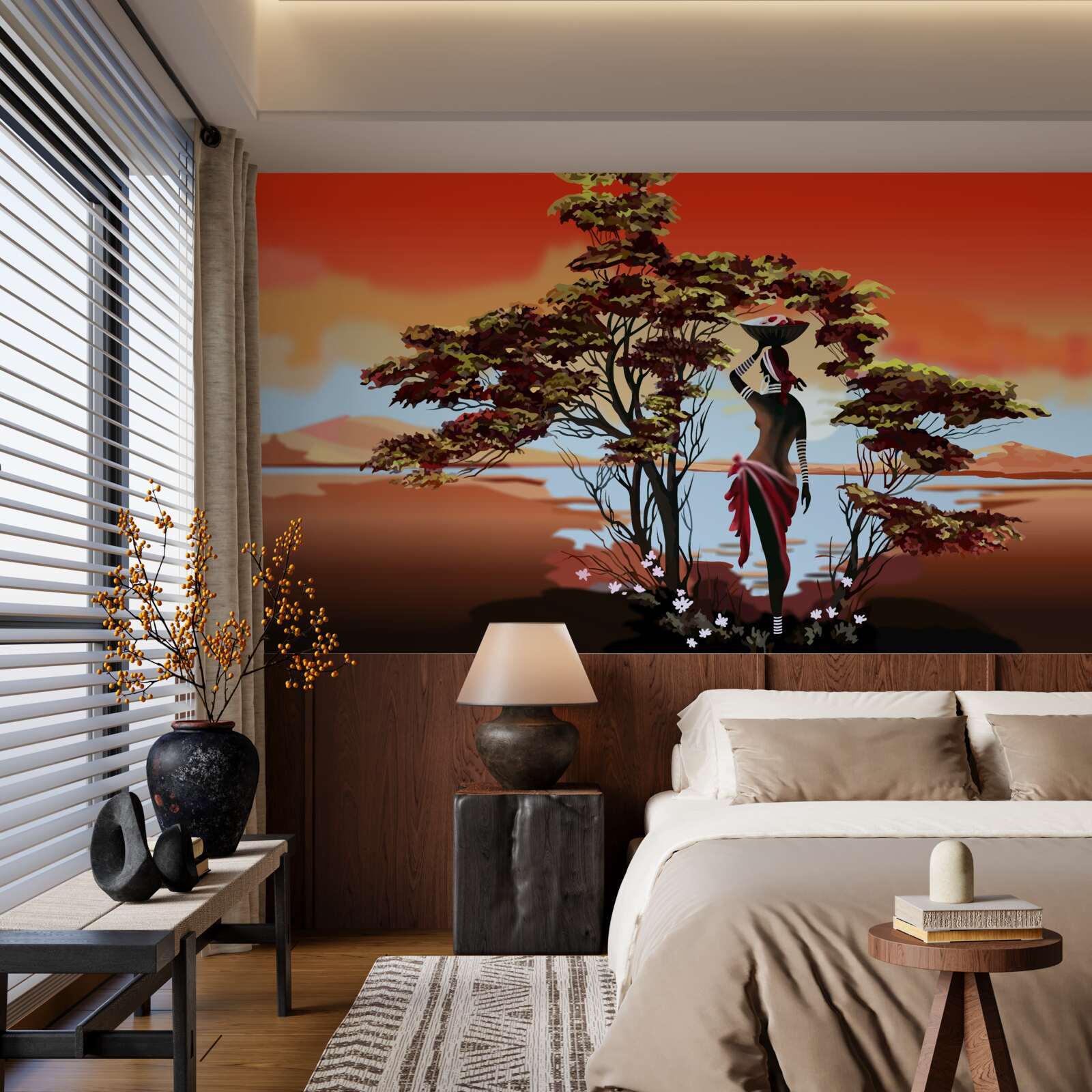 Fotobehang dame in een oase in afrika