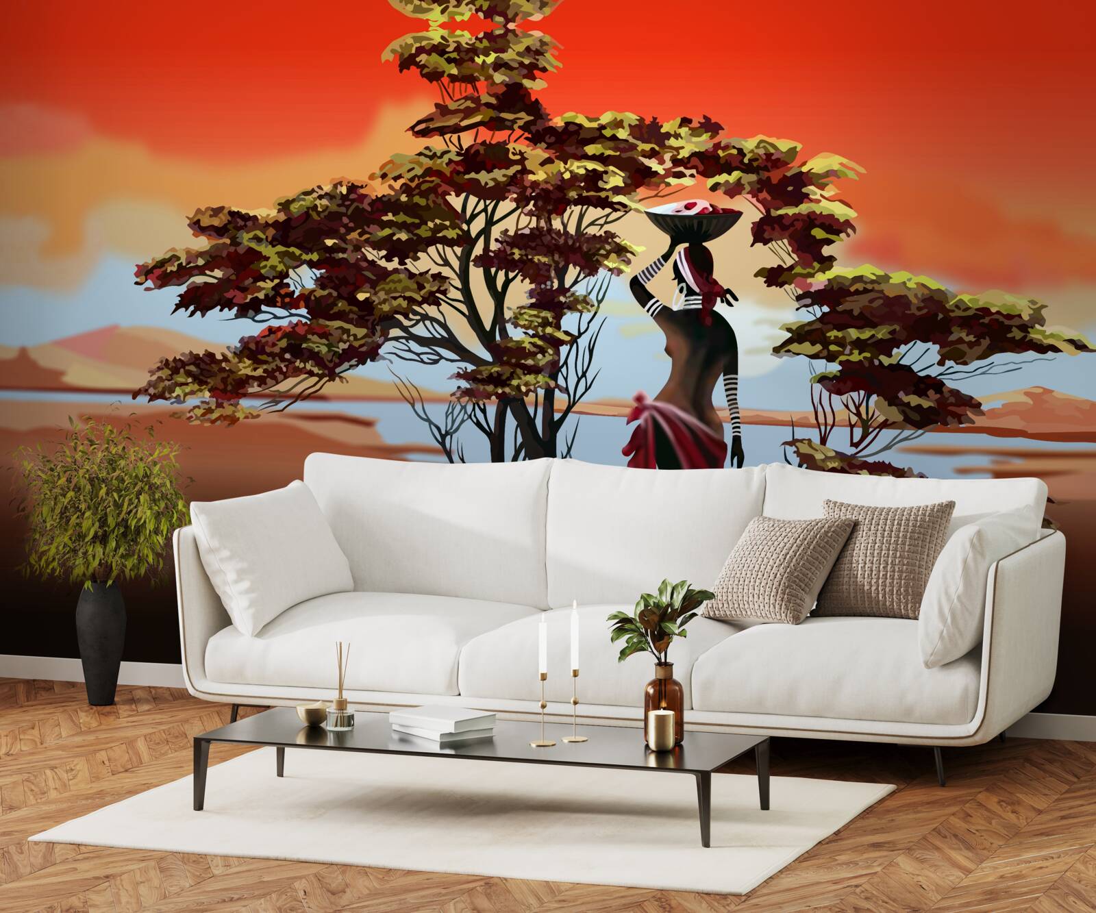 Fotobehang dame in een oase in afrika