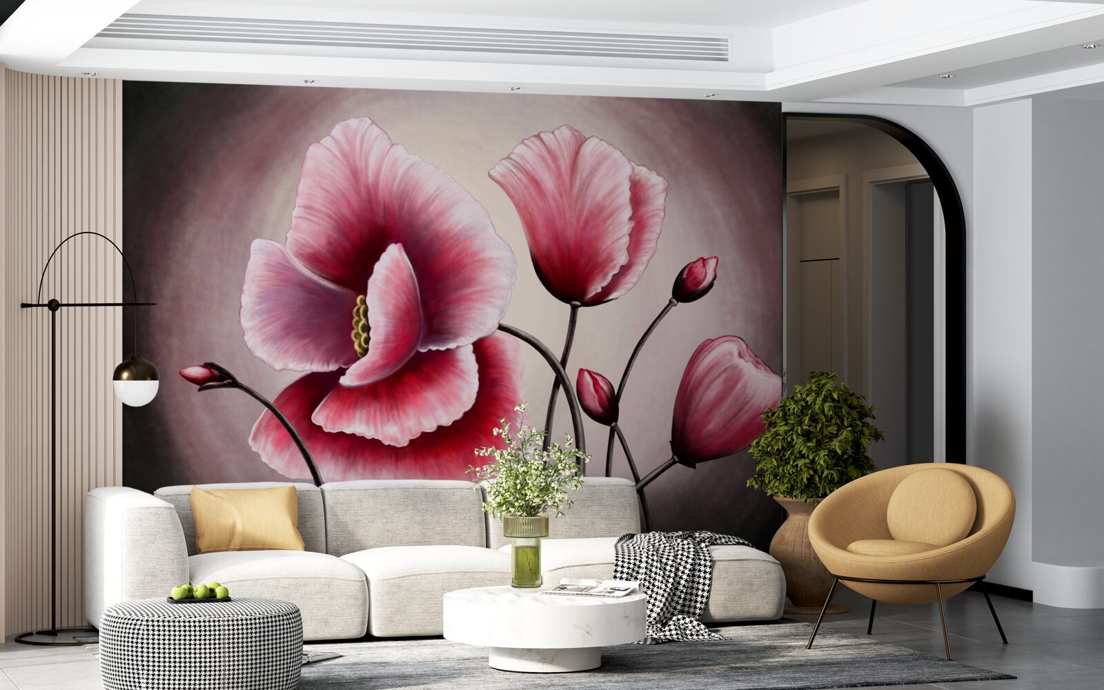 Fotobehang klaprozen bloeien roze