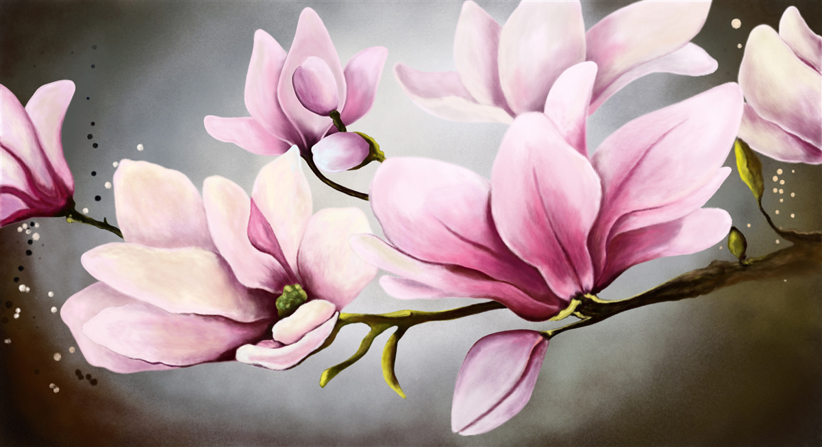 Fotobehang magnolia's met een subtiel aroma