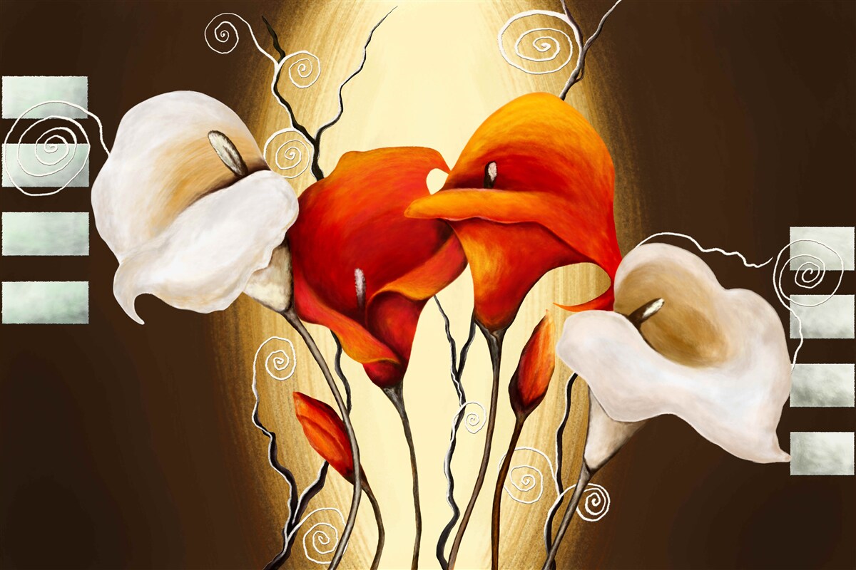 Fotobehang rode en witte kalebas