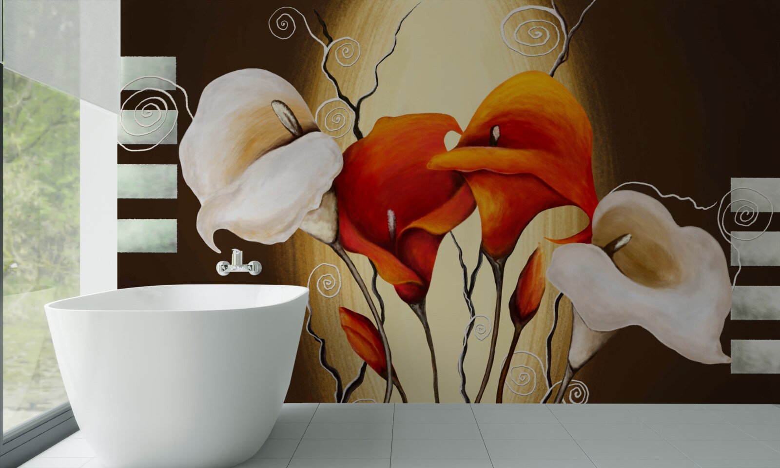 Fotobehang rode en witte kalebas